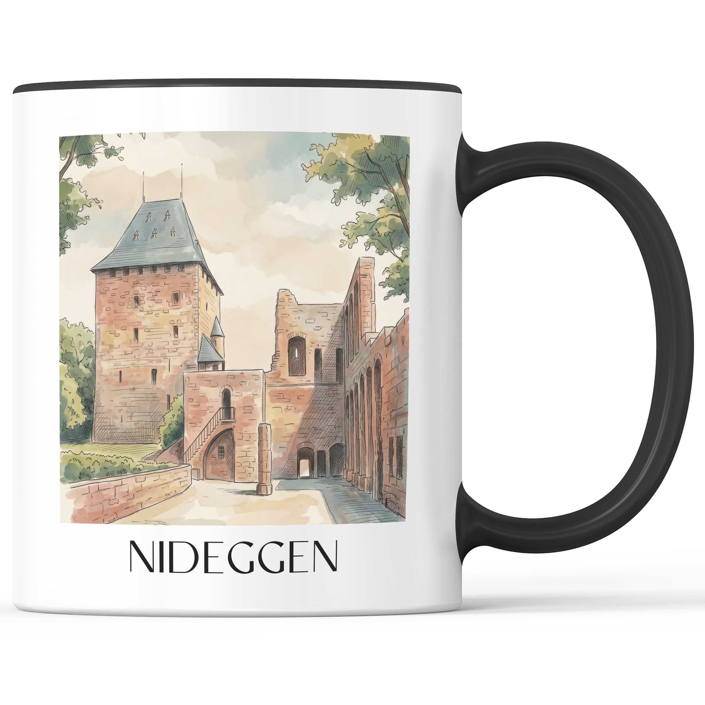 Nideggen Kaffeebecher - Eifel - Deutschland Becher - Kaffeetasse im Aquarell Stil - favplace