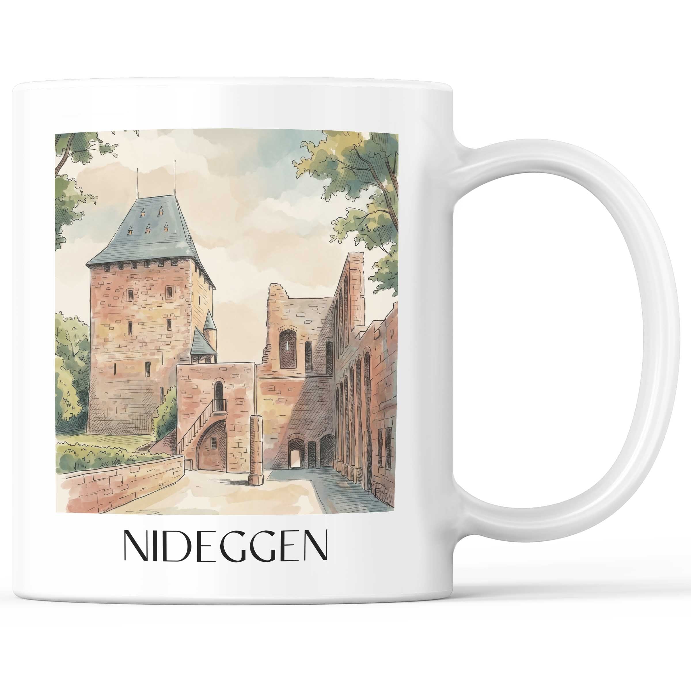 Nideggen Kaffeebecher - Eifel - Deutschland Becher - Kaffeetasse im Aquarell Stil - favplace