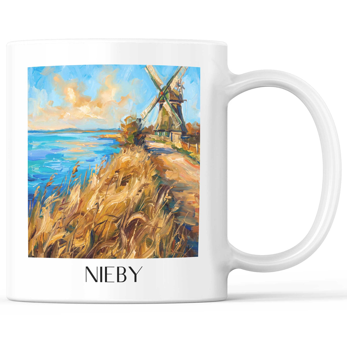 Nieby Kaffeebecher - Ostsee - Deutschland Becher - Kaffeetasse im Ölgemälde Stil