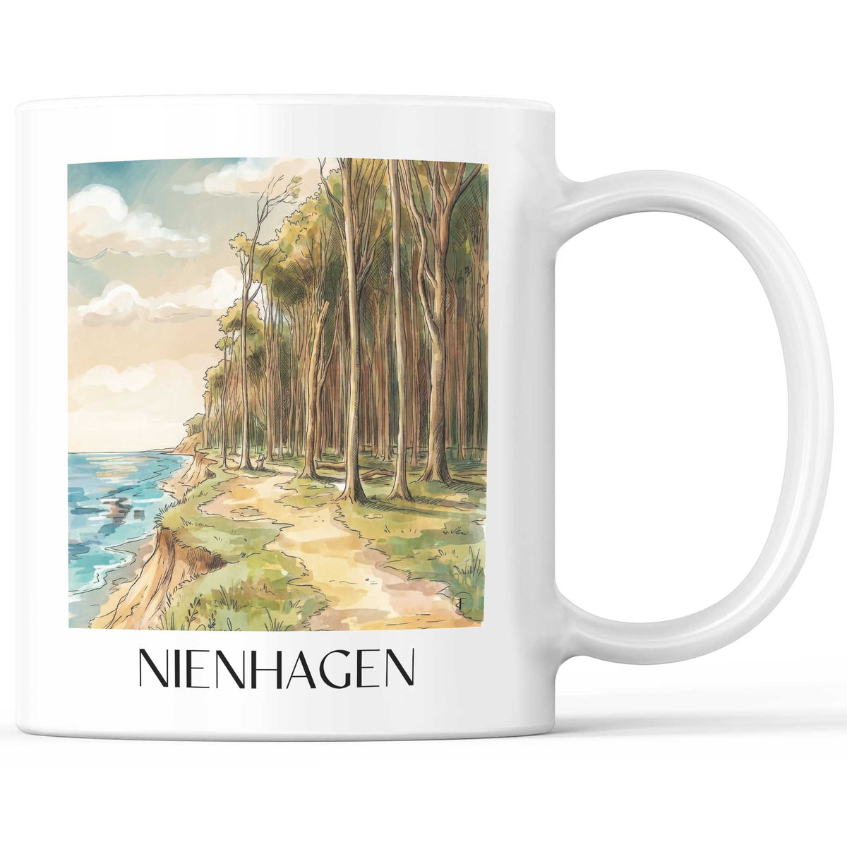 Nienhagen Kaffeebecher - Mecklenburg-Vorpommern - Deutschland Becher - Kaffeetasse im Aquarell Stil - favplace