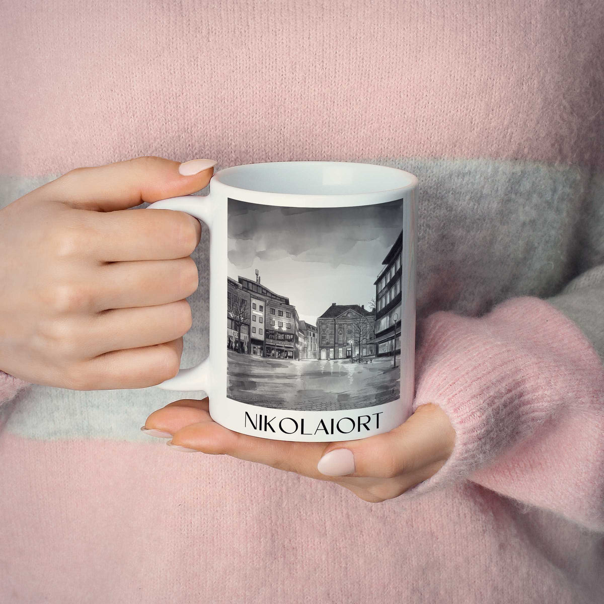 nikolaiort-osnabrück-deutschland-kaffeebecher-aquarell-schwarz-weiss