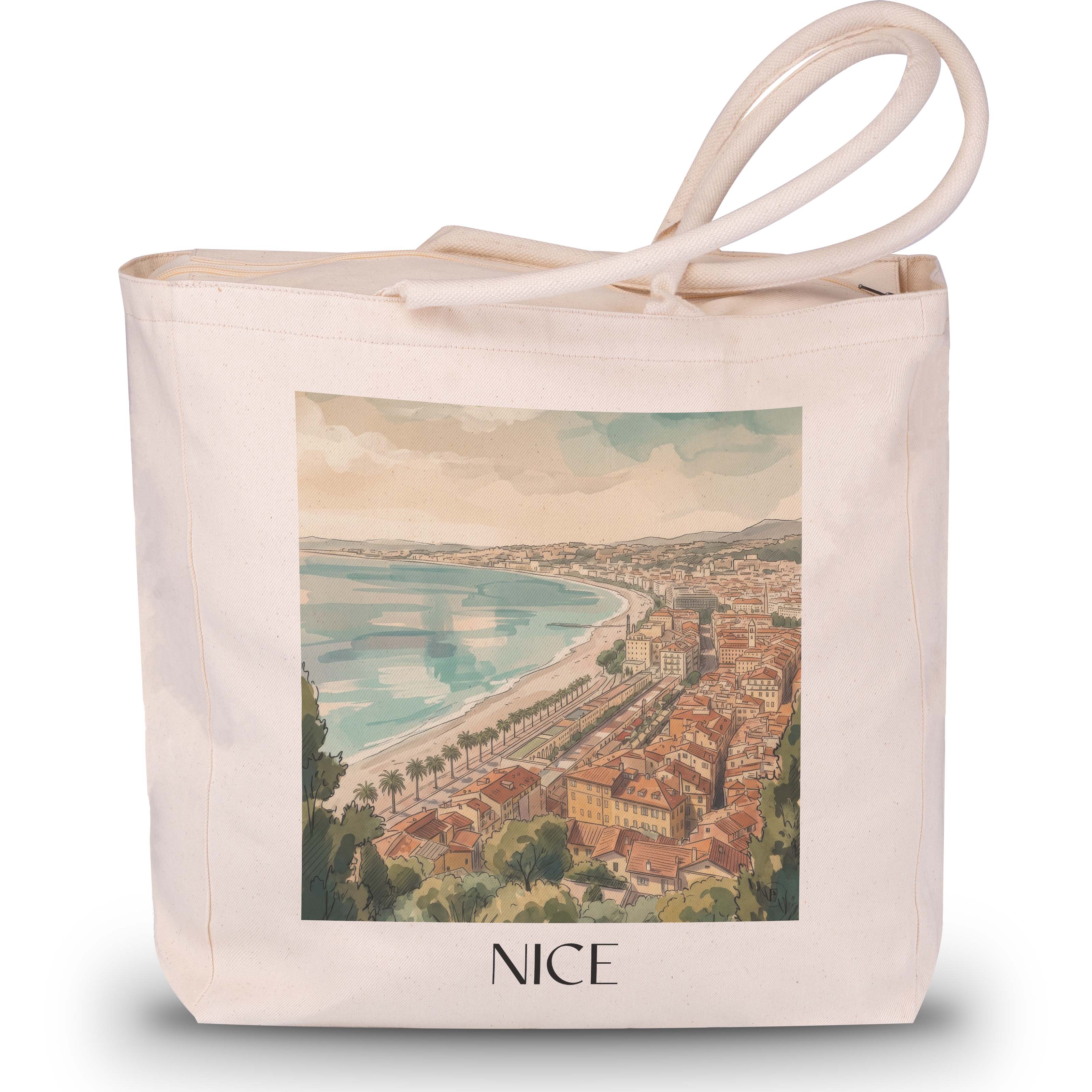 Nizza - Frankreich Tote Bag - Einkaufstasche im Aquarell Stil - favplace
