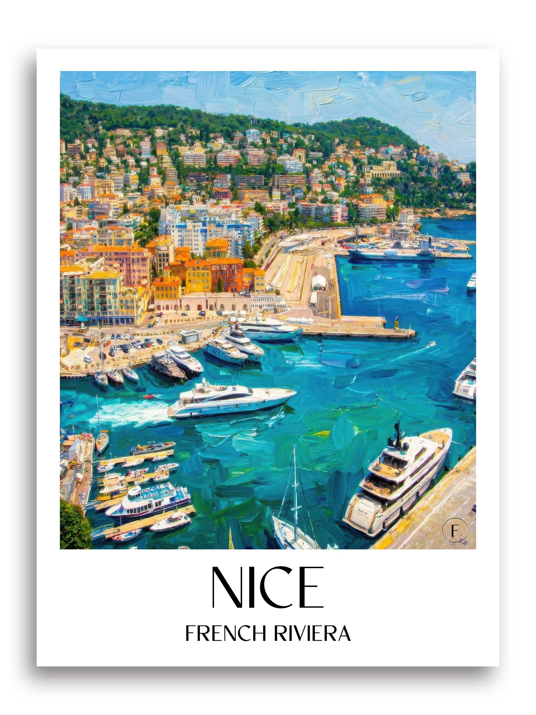Nizza Poster - Côte d´Azur - Frankreich Kunstdruck - Ölgemälde von A4 bis A1 - favplace