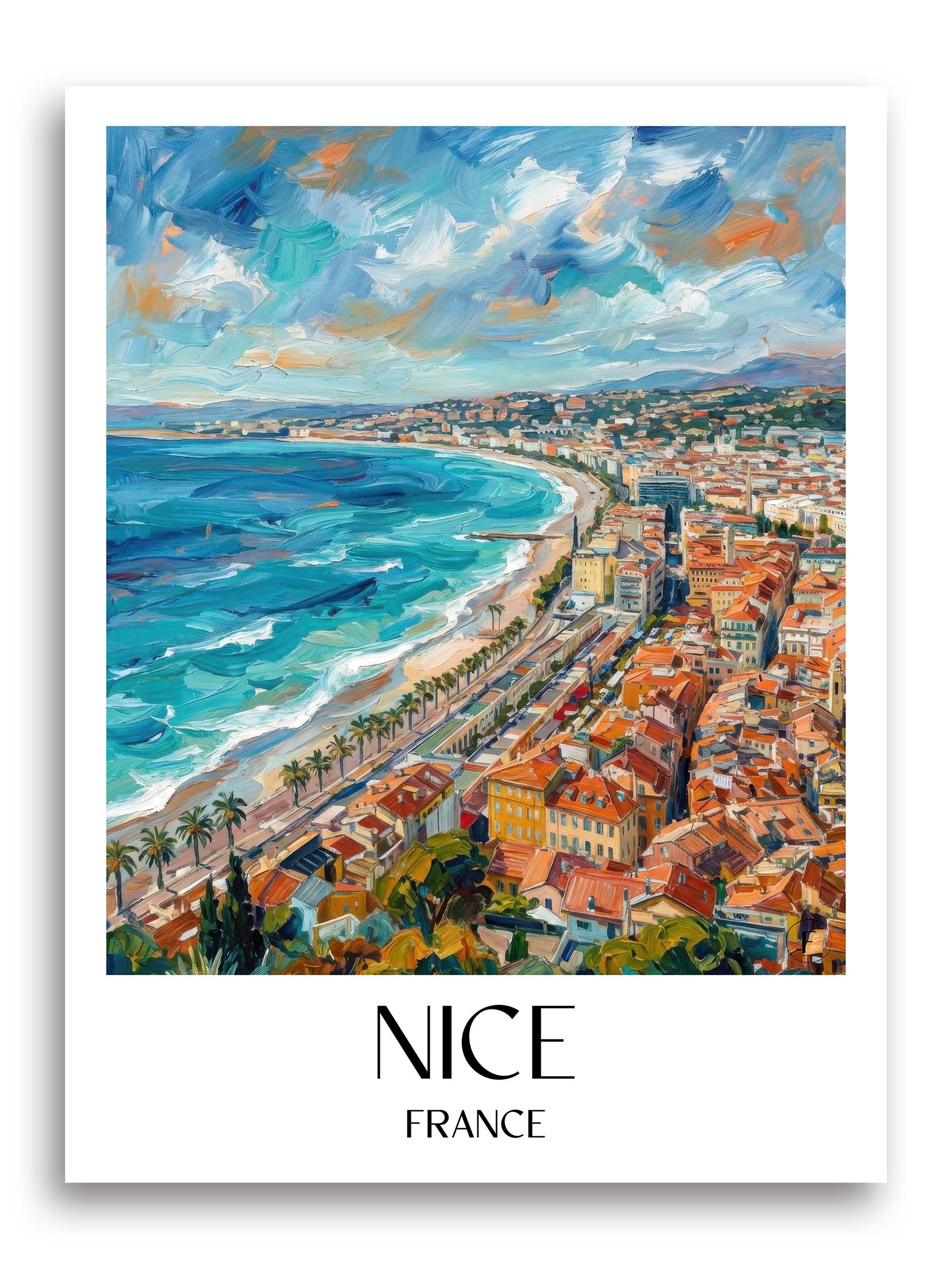 Nizza Poster - - Frankreich Kunstdruck - Ölgemälde von A4 bis A1 - favplace