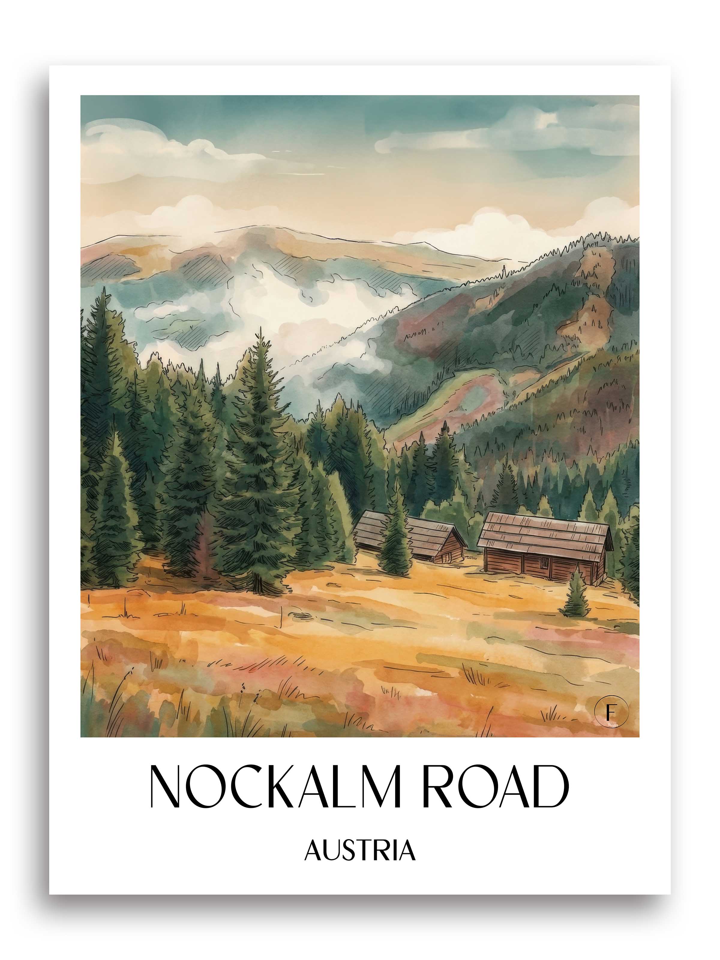 Nockalmstraße Poster - Österreich - Österreich und Österreich Kunstdruck - Aquarell von A4 bis A1 - favplace
