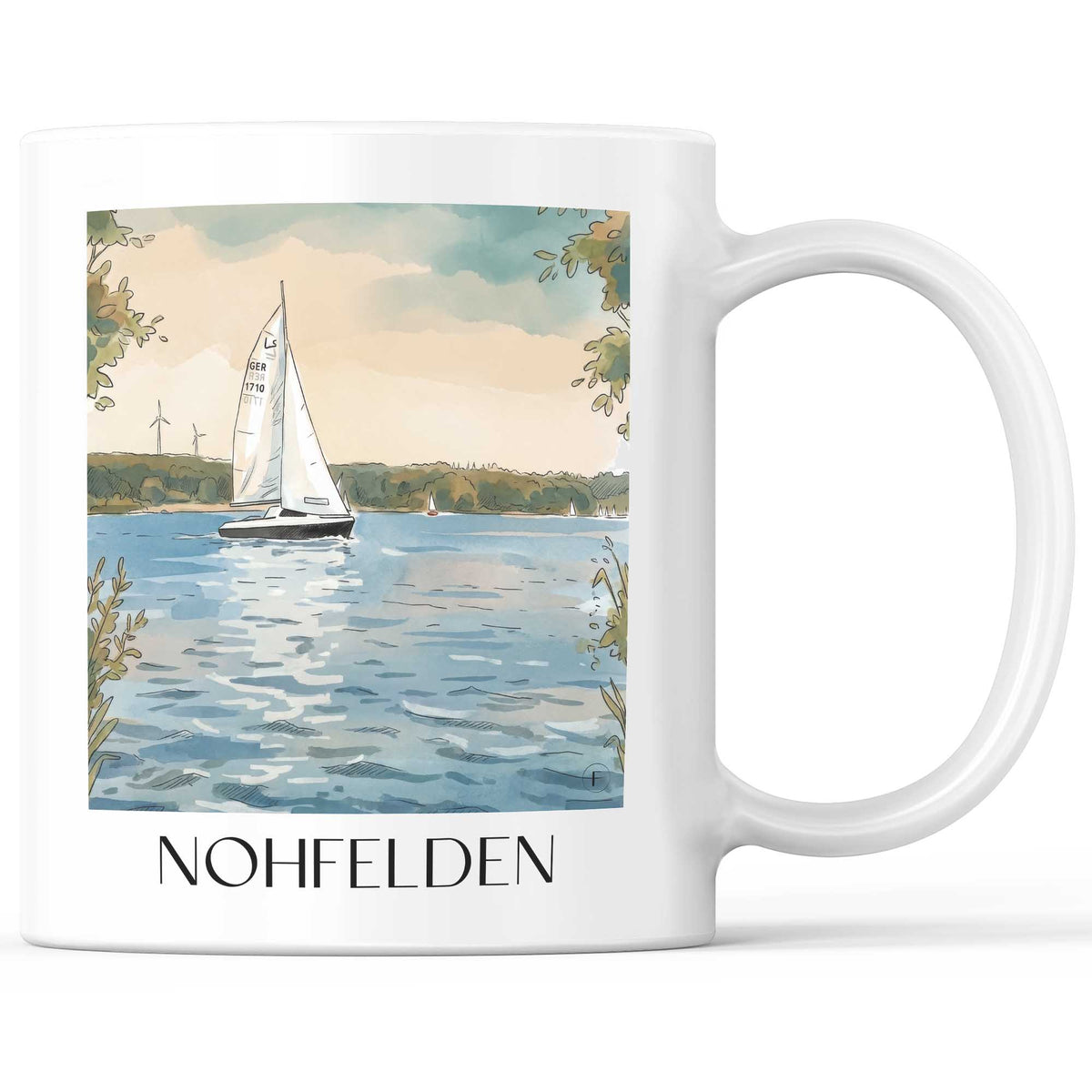 Nohfelden Kaffeebecher - Bostalsee - Deutschland Becher - Kaffeetasse im Aquarell Stil - favplace