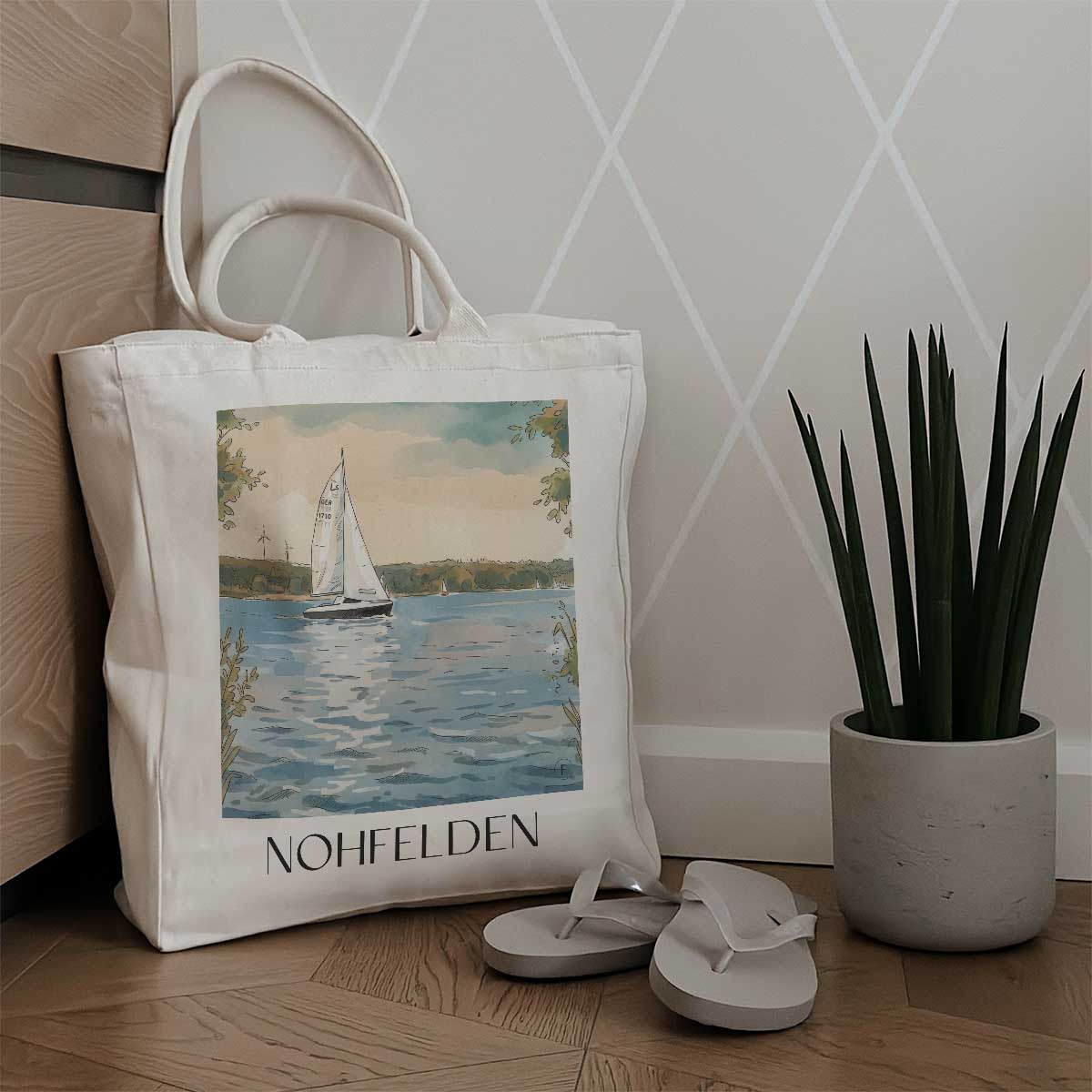 nohfelden-bostalsee-deutschland-einkaufstasche-aquarell
