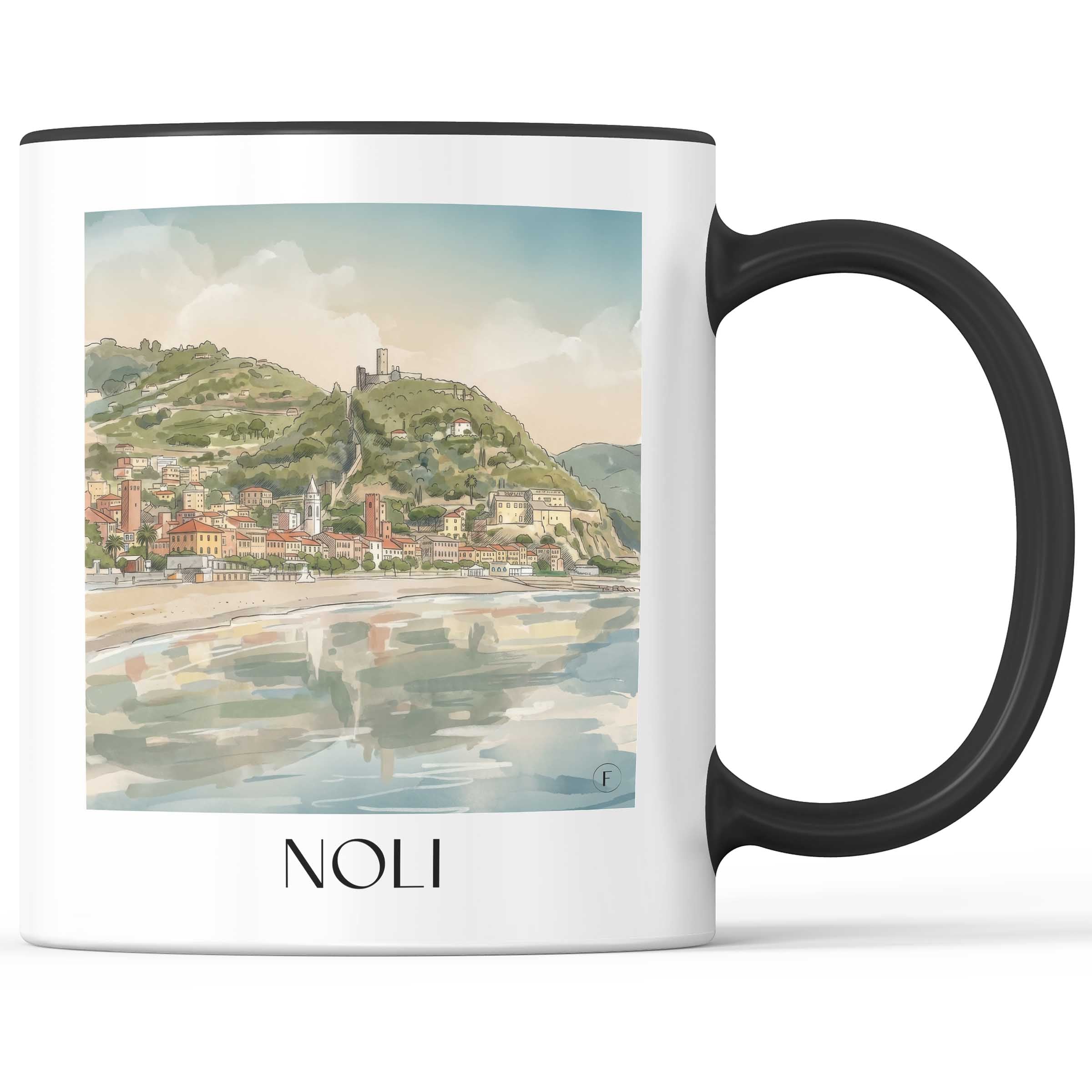 Noli Kaffeebecher - Ligurien - Italien Becher - Kaffeetasse im Aquarell Stil - favplace