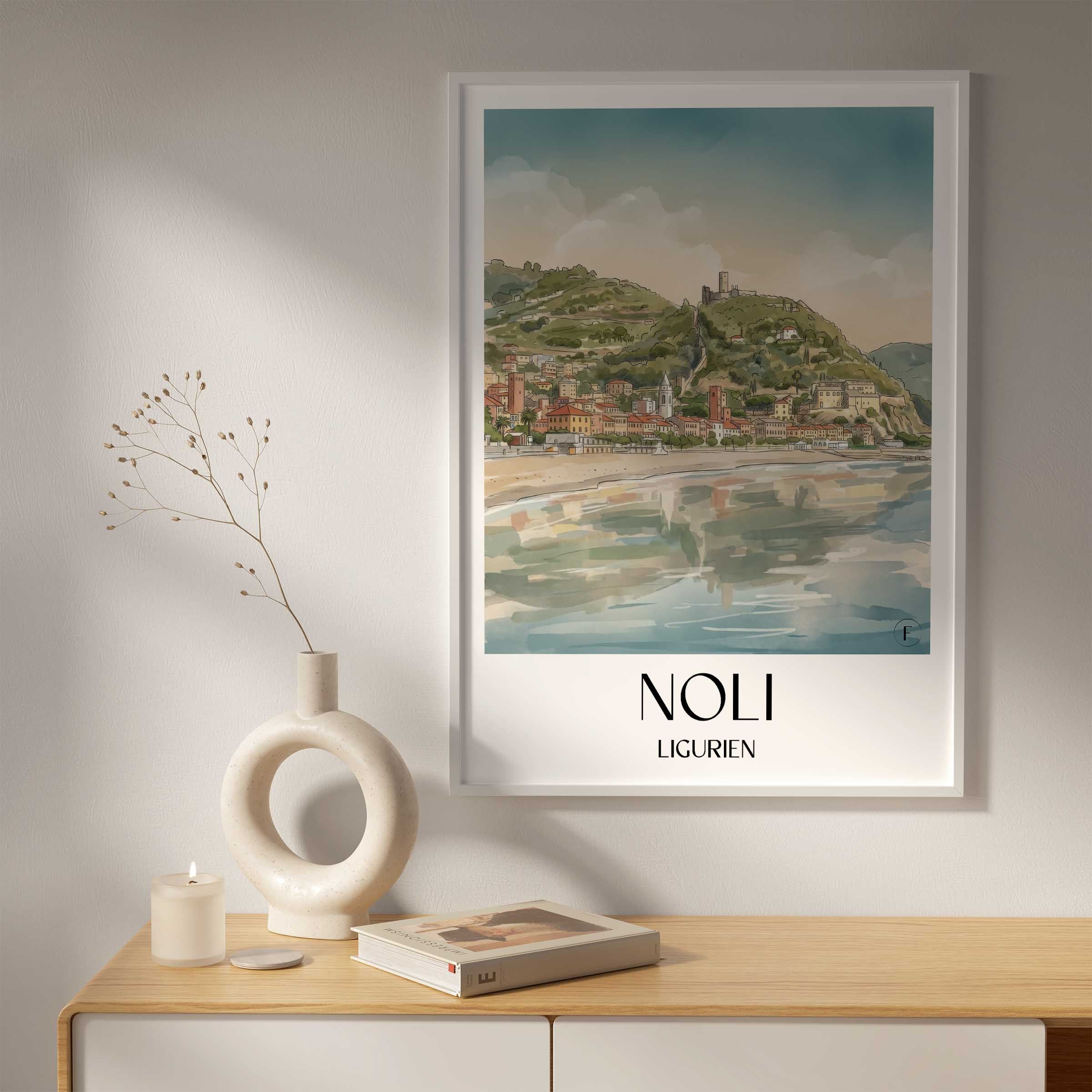 noli-ligurien-italien-poster-aquarell