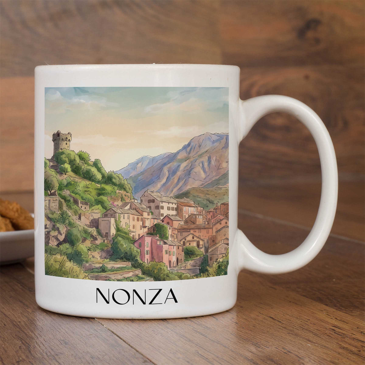 nonza-cap-corse-frankreich-kaffeebecher-aquarell