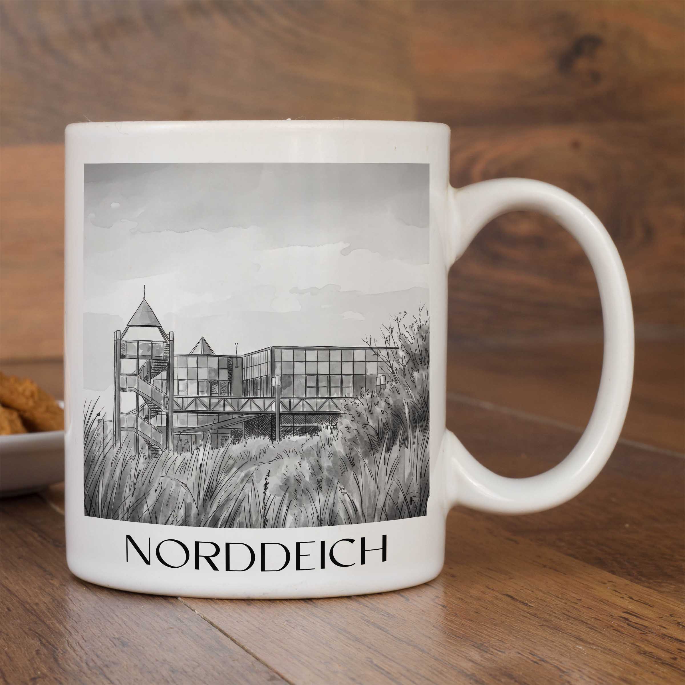 norddeich-ostfriesland-deutschland-kaffeebecher-aquarell-schwarz-weiss