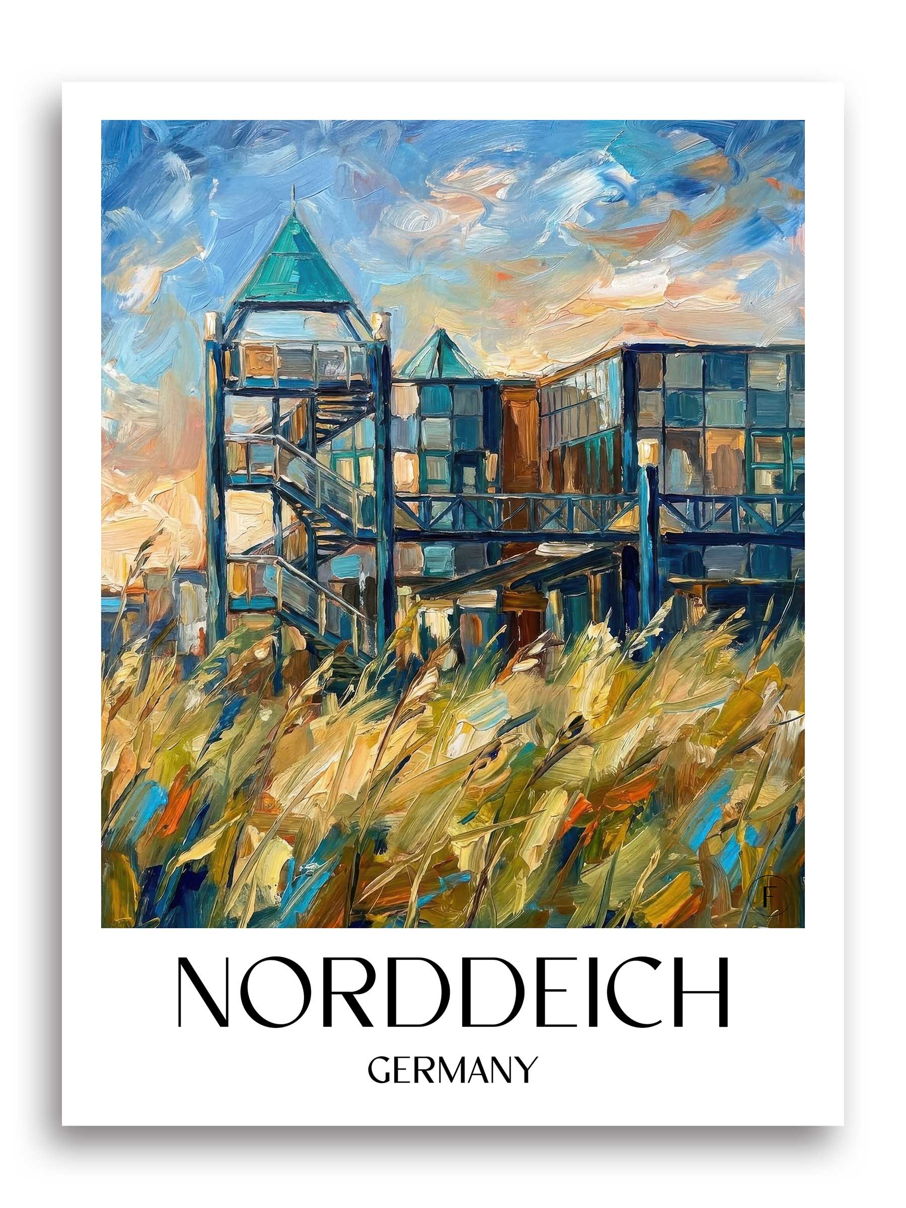 Norddeich Poster - Ostfriesland - Deutschland Kunstdruck - Ölgemälde von A4 bis A1 - favplace