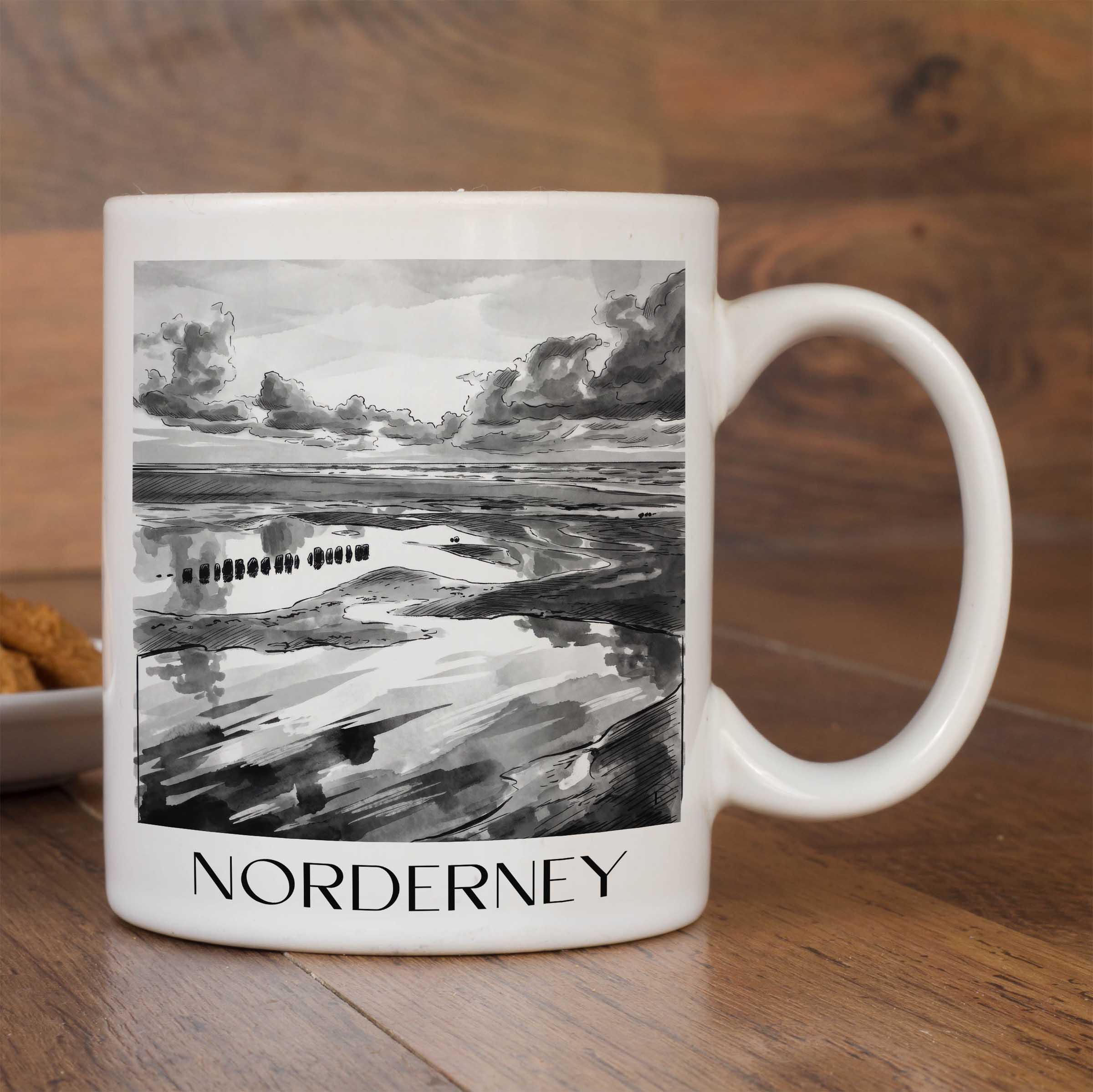 norderney-deutschland-kaffeebecher-aquarell-schwarz-weiss