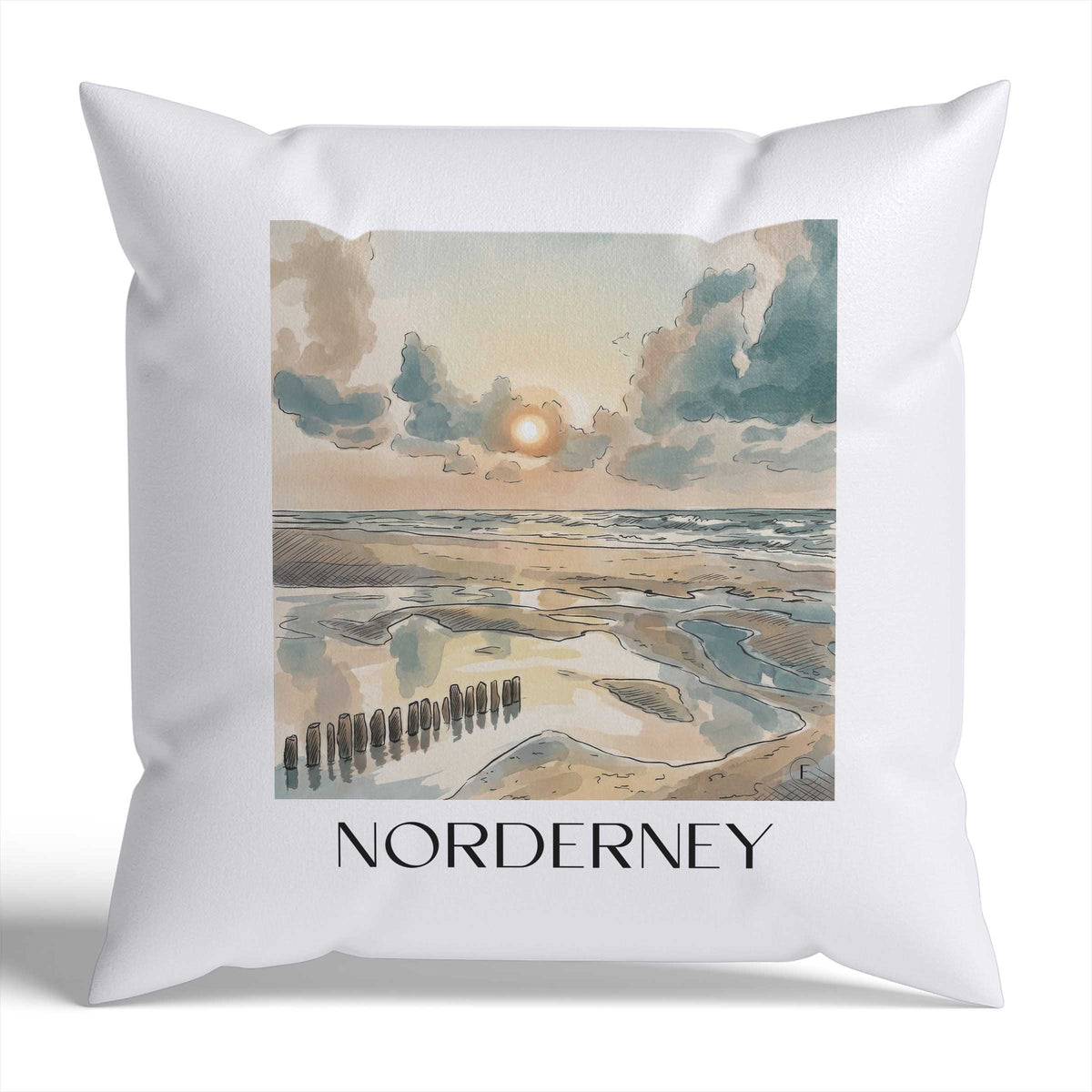 Norderney Kissenhülle - Zierkissen Bezug - Deutschland - Deutschland Kissen bzw. Kissenbezug im Aquarell Stil - favplace