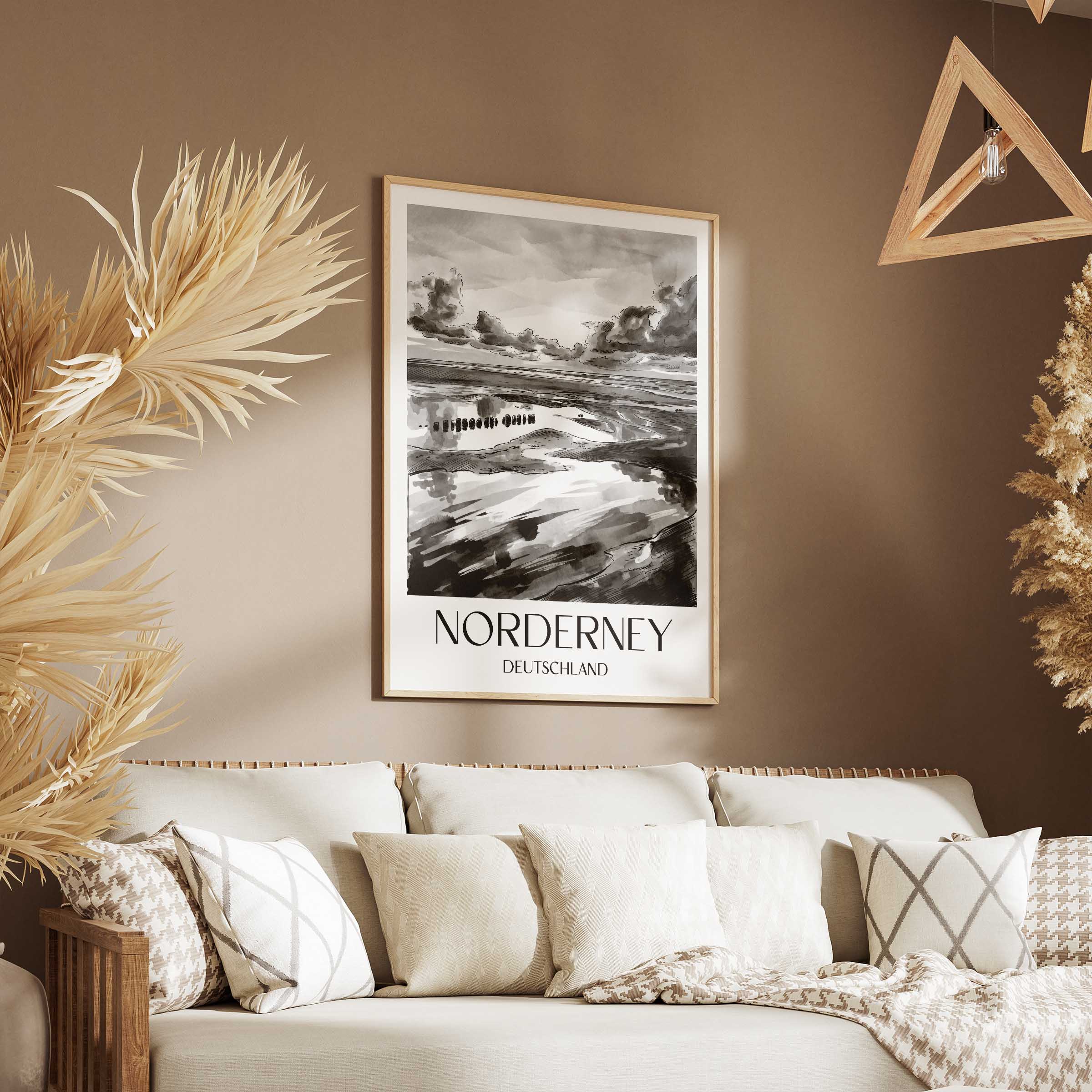 norderney-deutschland-poster-aquarell-schwarz-weiss