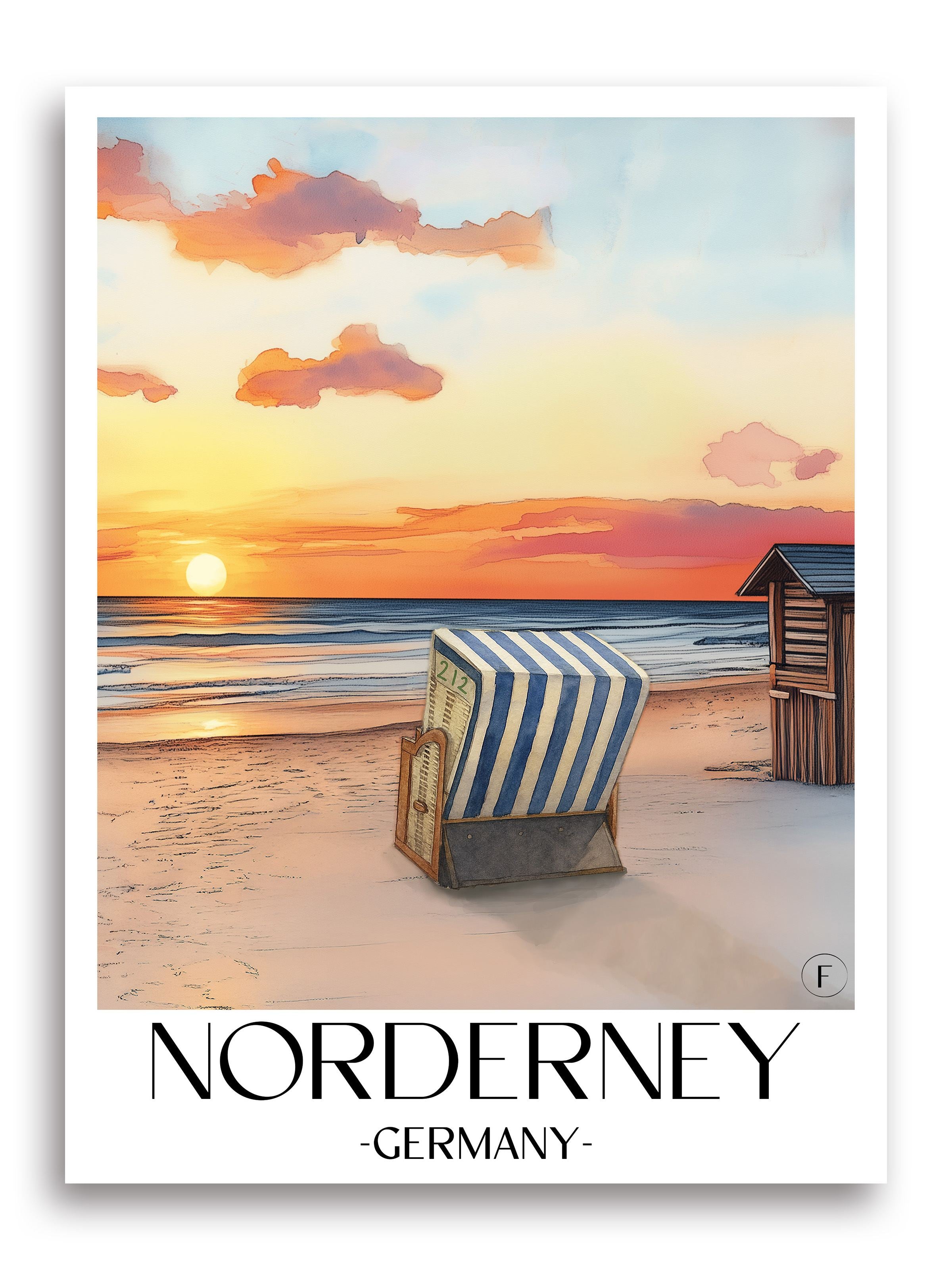 Norderney Poster - Deutschland Kunstdruck - Aquarell von A4 bis A1 - favplace