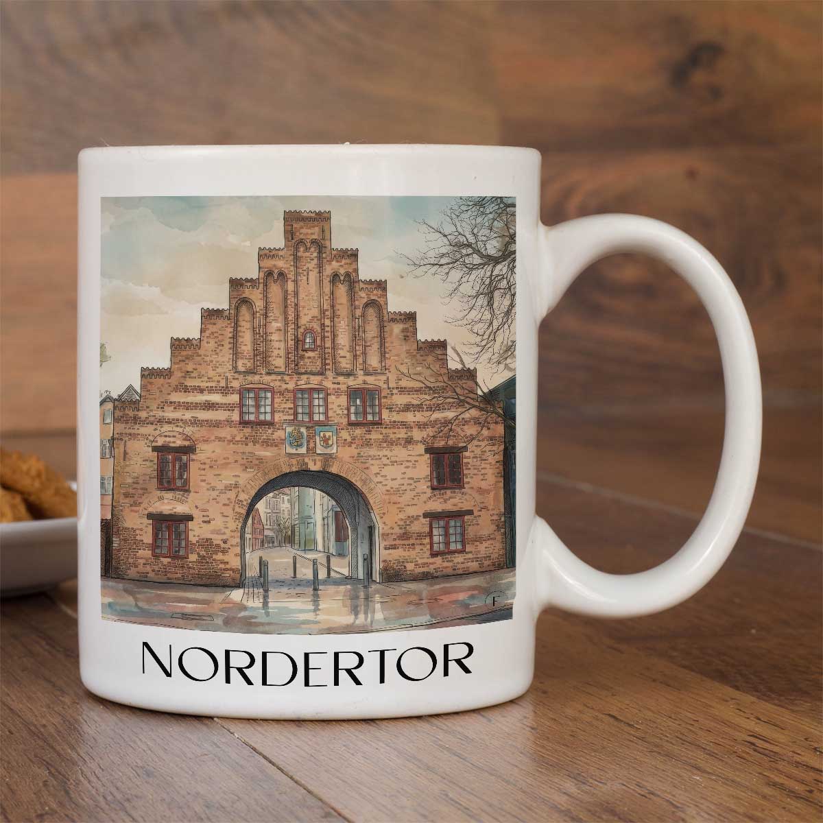 nordertor-flensburg-deutschland-kaffeebecher-aquarell