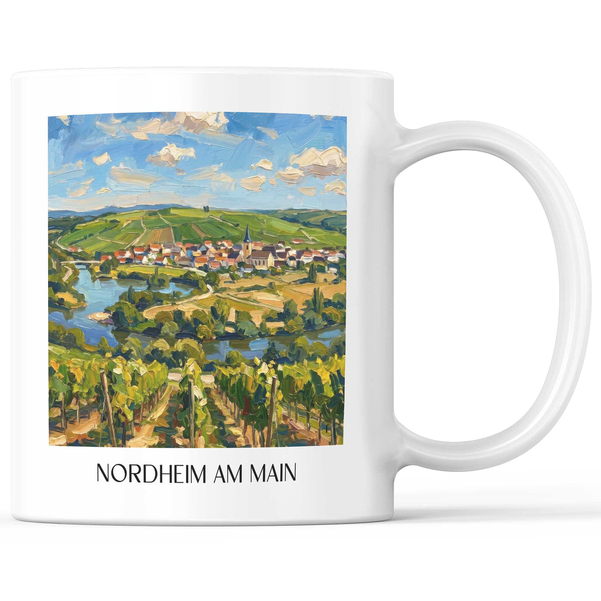 Nordheim am Main Kaffeebecher - Mainschleife - Deutschland Becher - Kaffeetasse im Ölgemälde Stil - favplace