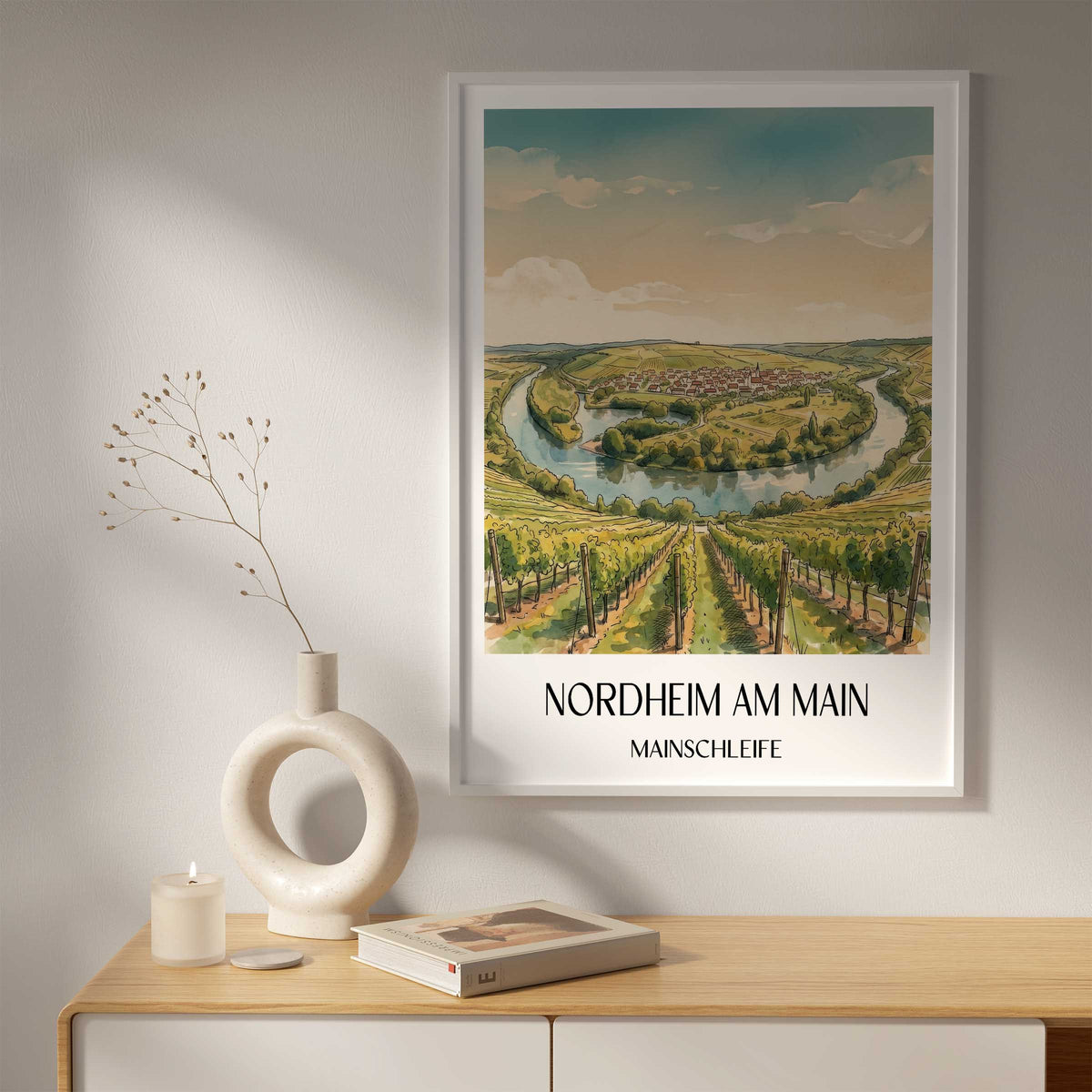 nordheim-am-main-mainschleife-deutschland-poster-aquarell
