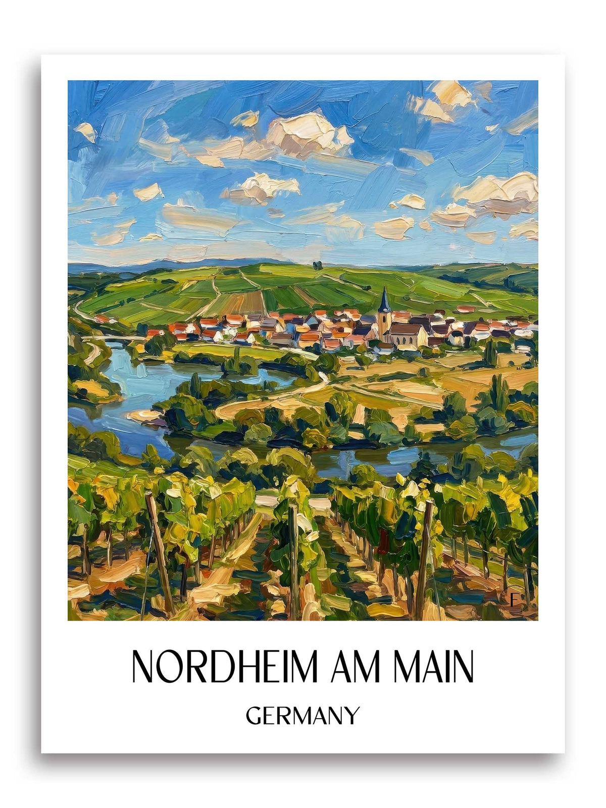 Nordheim am Main Poster - Mainschleife - Deutschland Kunstdruck - Ölgemälde von A4 bis A1 - favplace