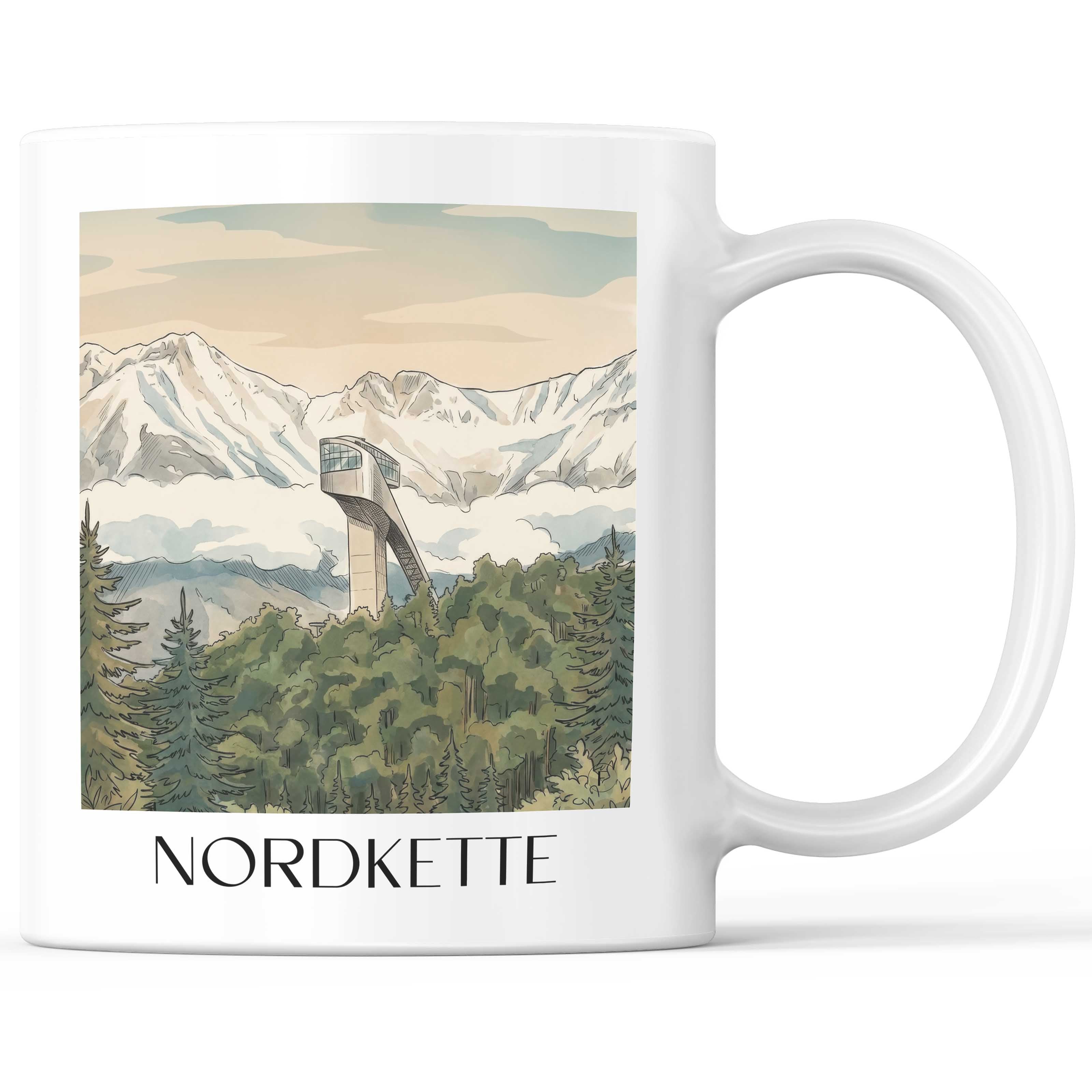 Nordkette Kaffeebecher - Innsbruck - Österreich Becher - Kaffeetasse im Aquarell Stil - favplace