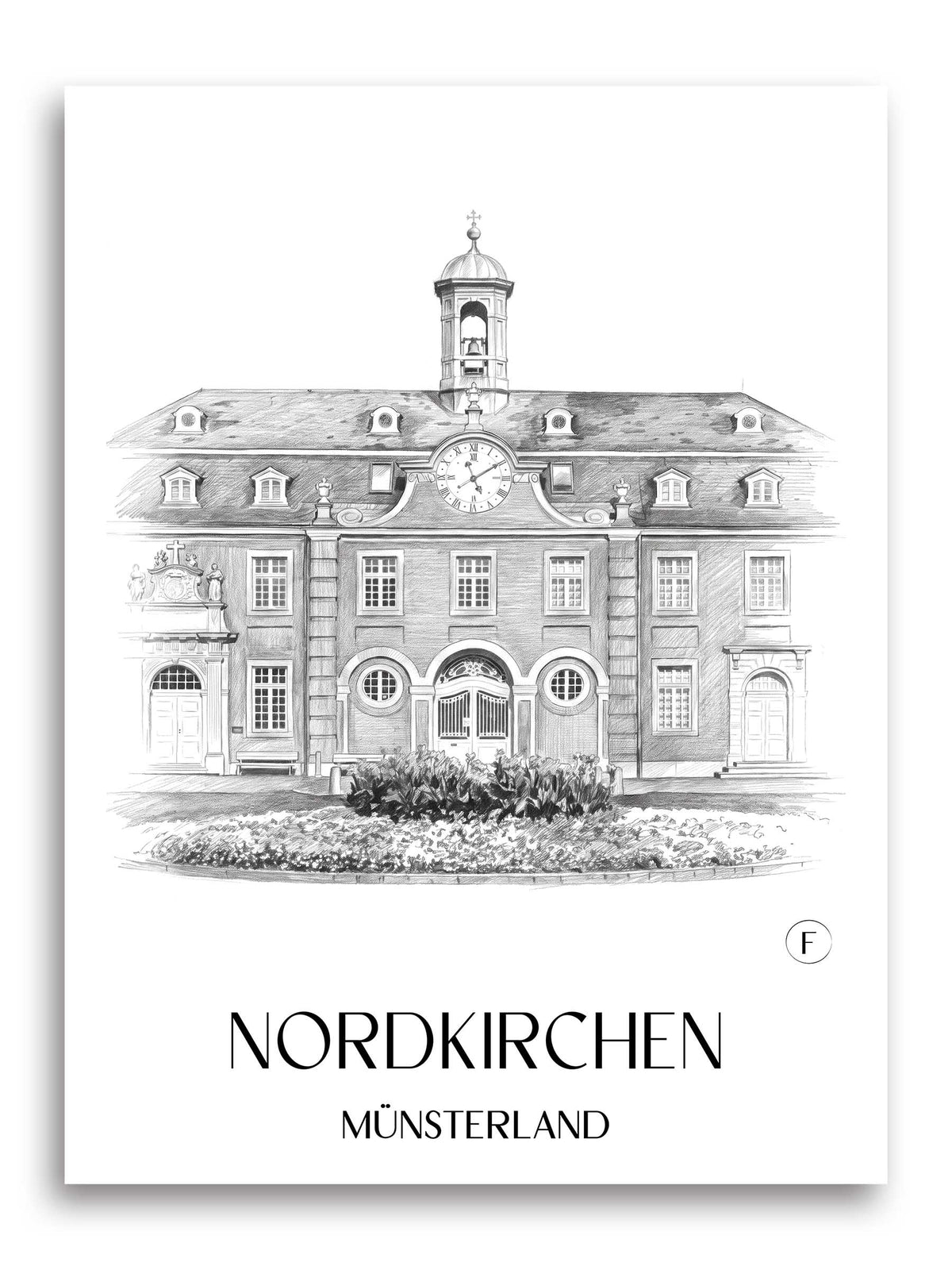 nordkirchen-münsterland-deutschland-poster-bleistift-zeichnung-drawing