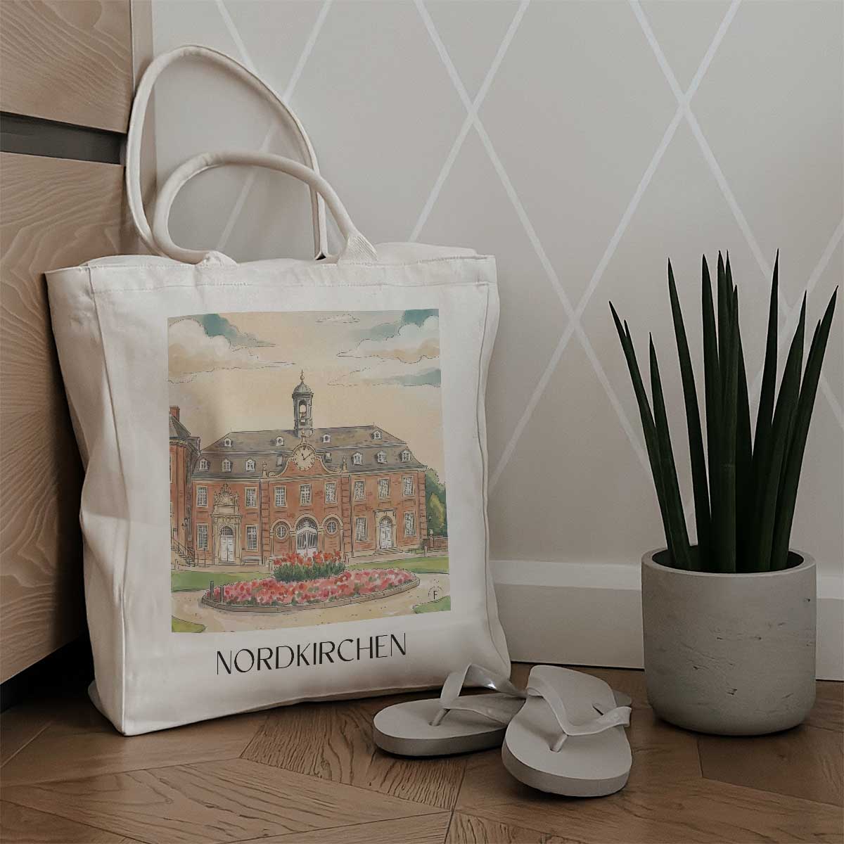 nordkirchen-münsterland-deutschland-einkaufstasche-aquarell