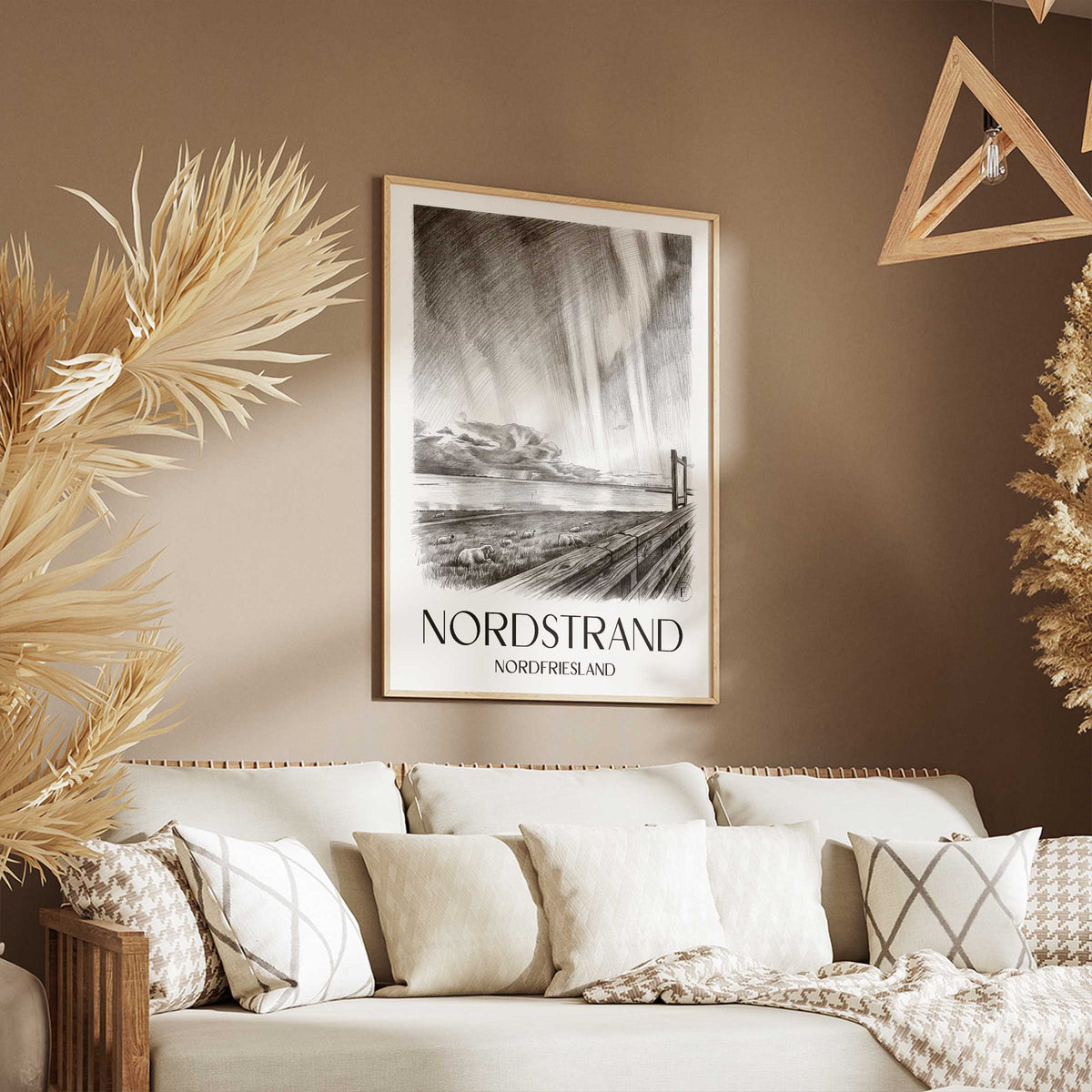 nordstrand-nordfriesland-deutschland-poster-bleistift-zeichnung-drawing