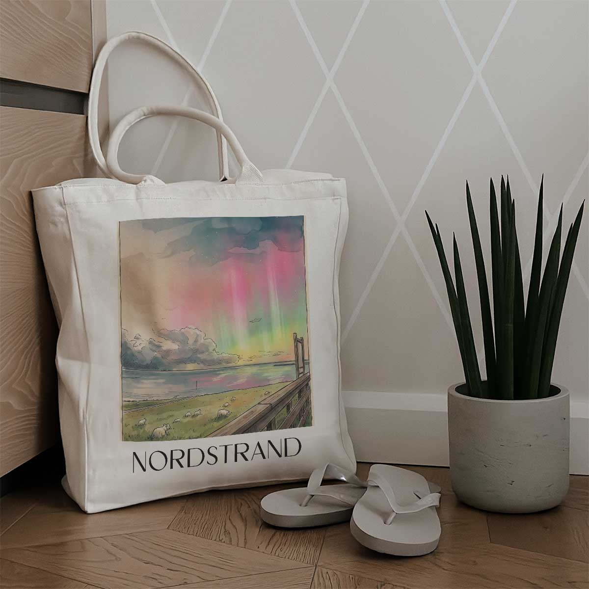 nordstrand-nordfriesland-deutschland-einkaufstasche-aquarell