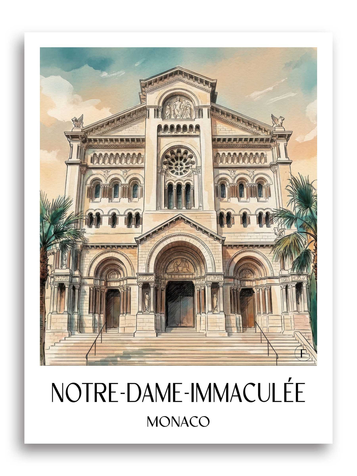 notre-dame-immaculée-monaco-monaco-poster-aquarell
