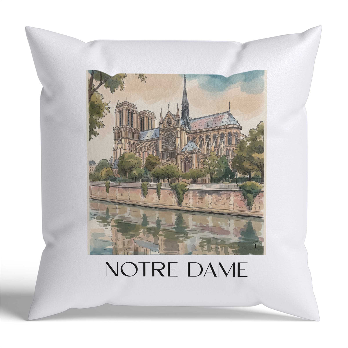 Notre Dame Kissenhülle - Zierkissen Bezug - Frankreich - Frankreich Kissen bzw. Kissenbezug im Aquarell Stil - favplace