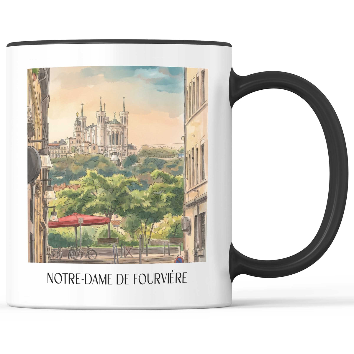 notre-dame-de-fourvière-lyon-frankreich-kaffeebecher-aquarell