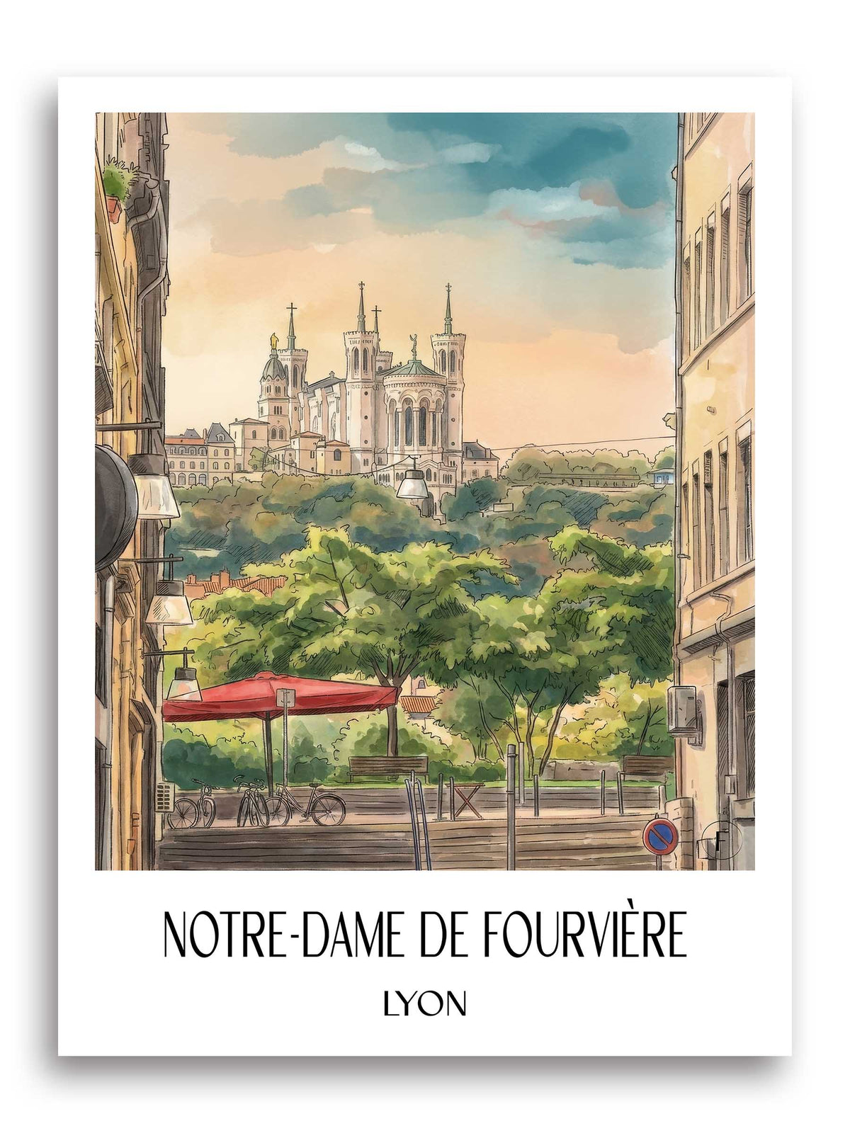 notre-dame-de-fourvière-lyon-frankreich-poster-aquarell