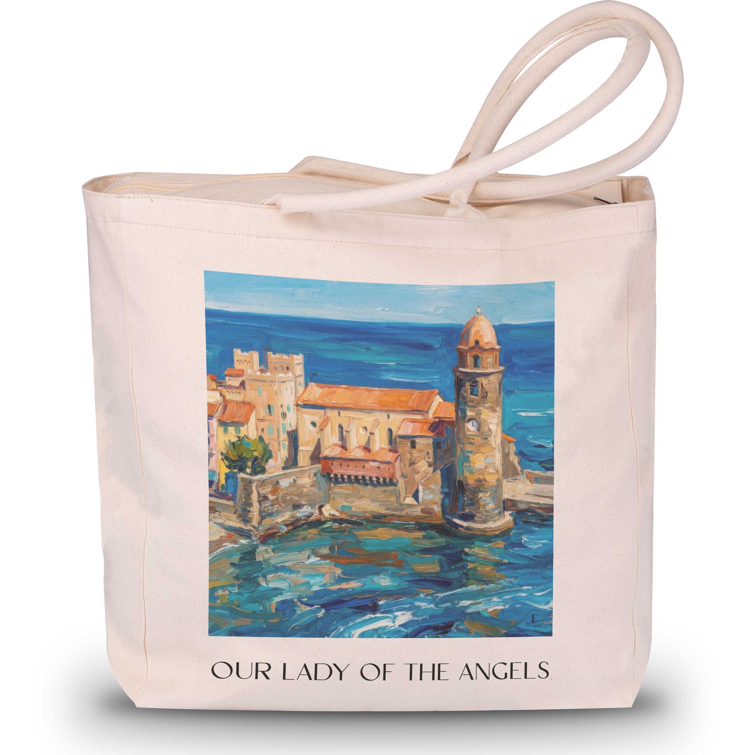 Notre-Dame-des-Anges Shopping Tasche - Collioure - Frankreich Tote Bag - Einkaufstasche im Ölgemälde Stil - favplace