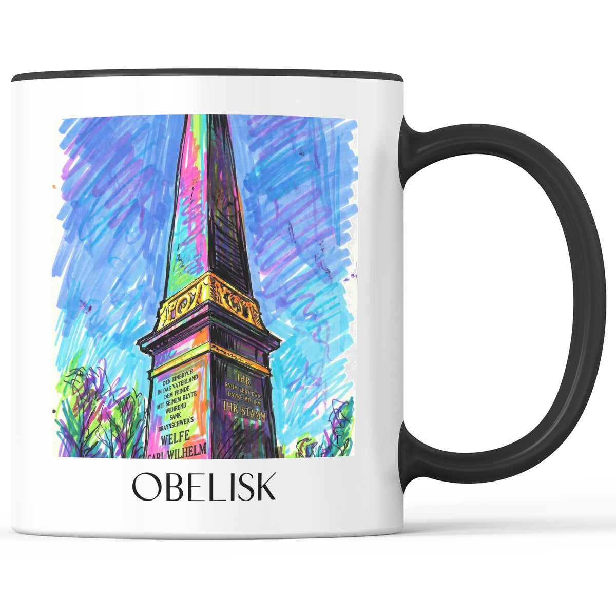 Obelisk Kaffeebecher - Braunschweig - Deutschland Becher - Kaffeetasse im Tag Graffiti Stil - favplace