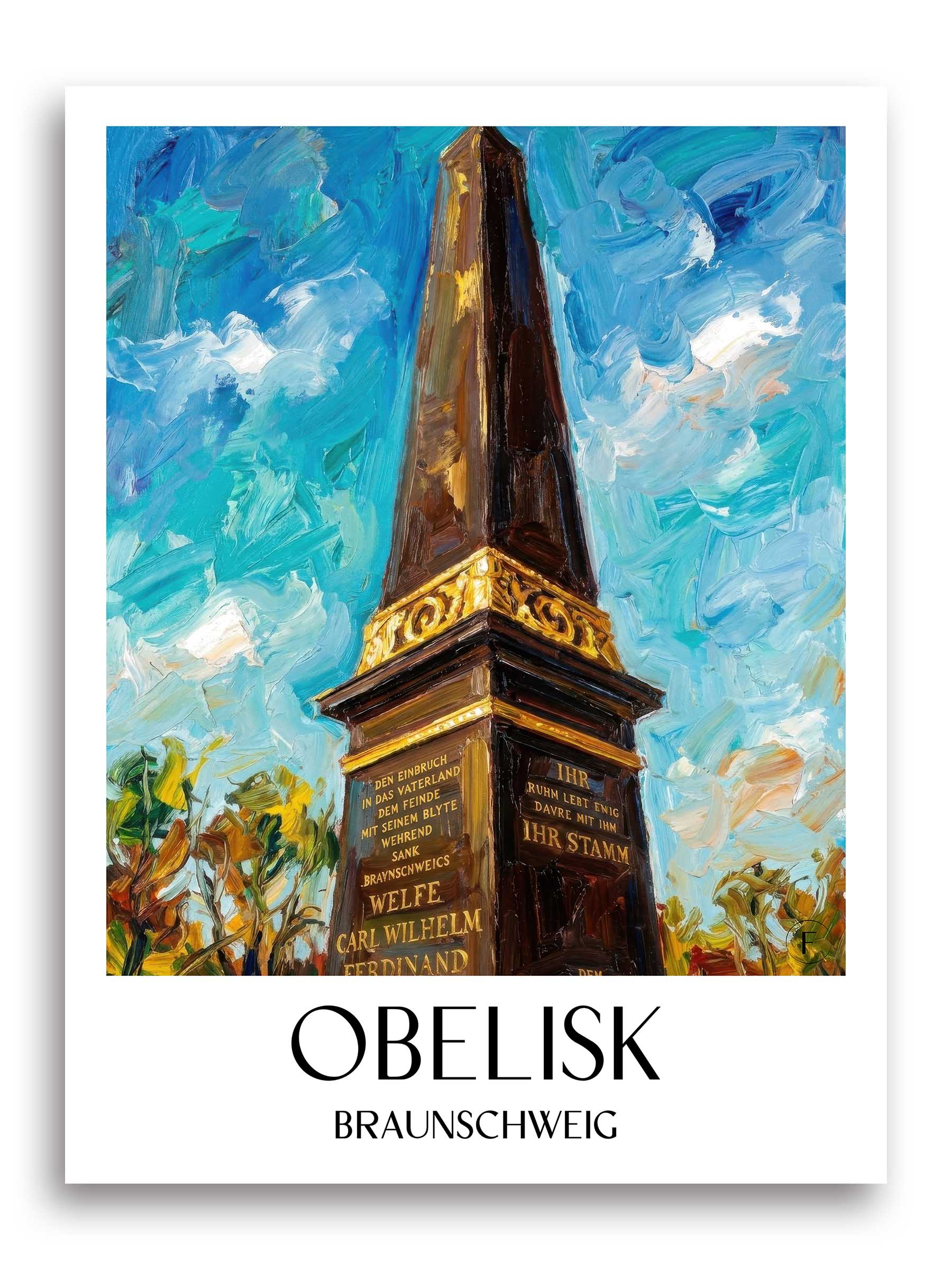 Obelisk Poster - Braunschweig - Deutschland Kunstdruck - Ölgemälde von A4 bis A1 - favplace