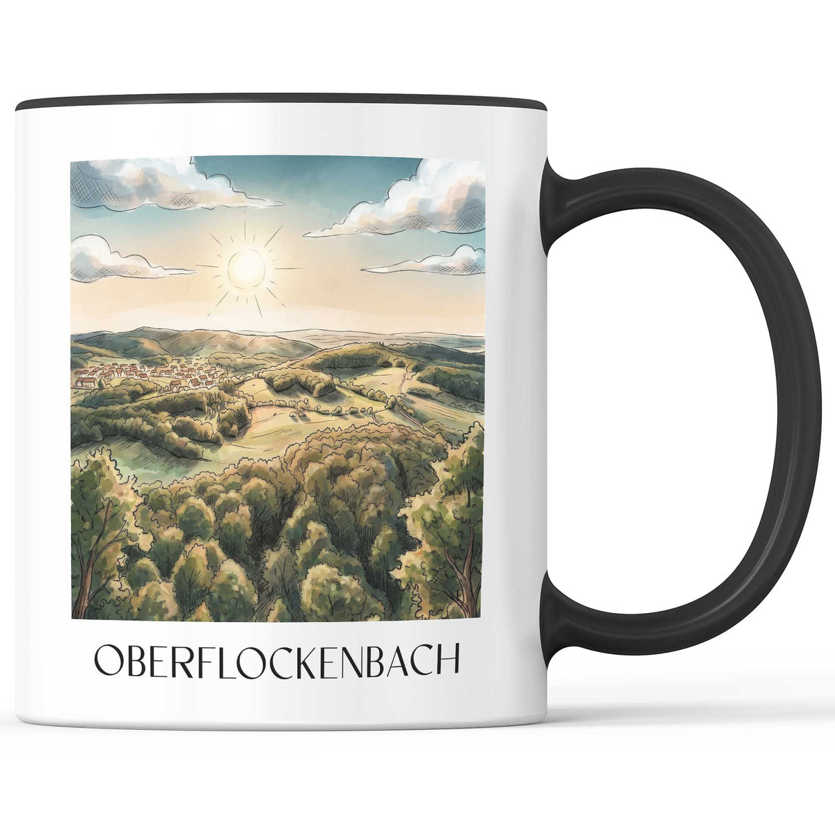Oberflockenbach Kaffeebecher - Weinheim - Deutschland Becher - Kaffeetasse im Aquarell Stil - favplace