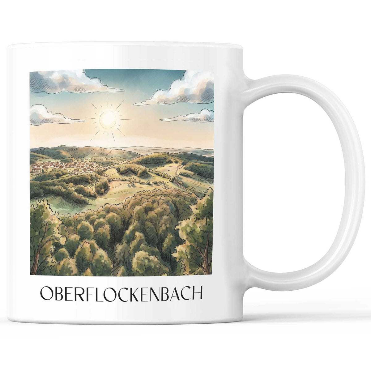 Oberflockenbach Kaffeebecher - Weinheim - Deutschland Becher - Kaffeetasse im Aquarell Stil - favplace