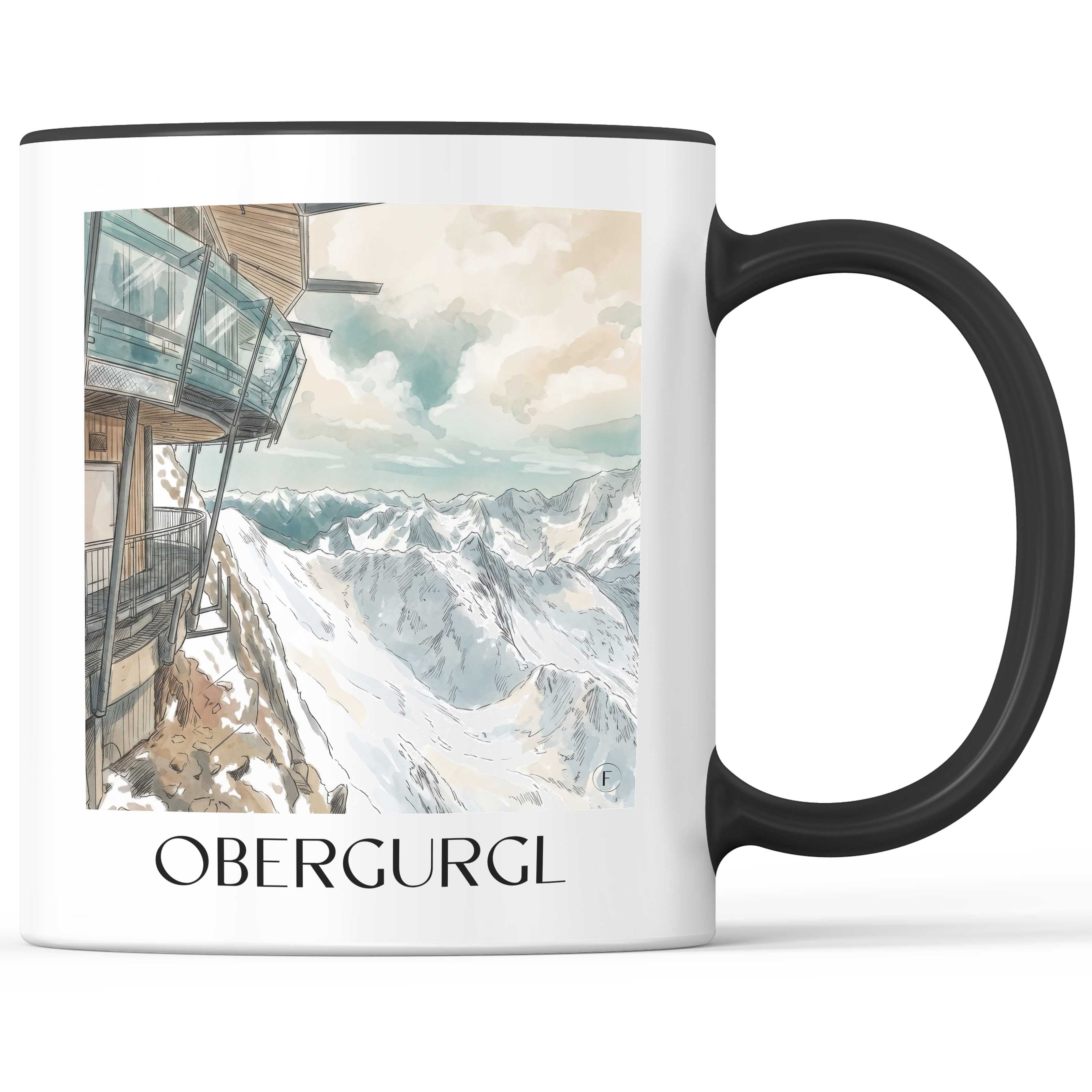 Obergurgl Kaffeebecher - Ötztal - Österreich Becher - Kaffeetasse im Aquarell Stil - favplace