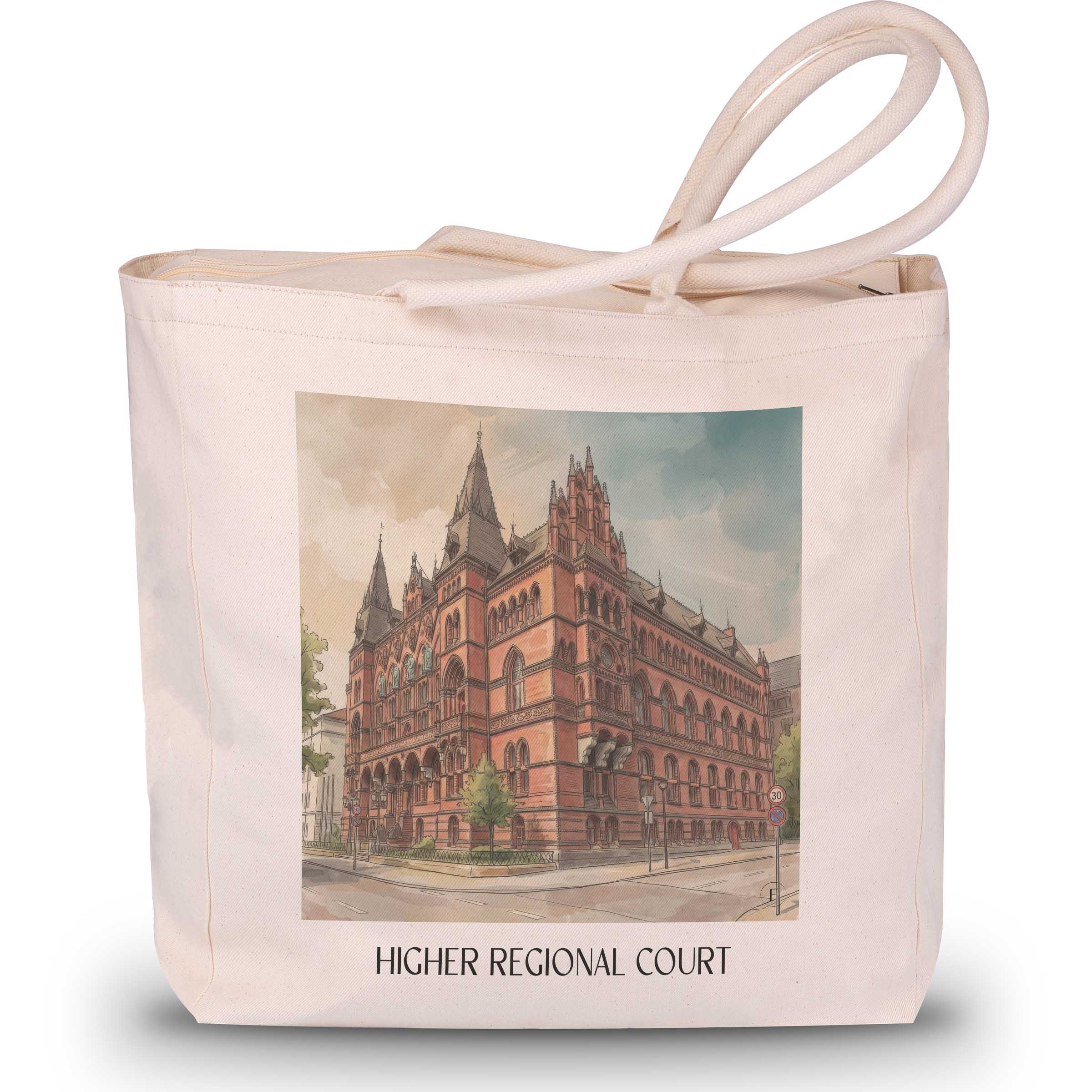 Oberlandesgericht Shopping Tasche - Rostock - Deutschland Tote Bag - Einkaufstasche im Aquarell Stil - favplace