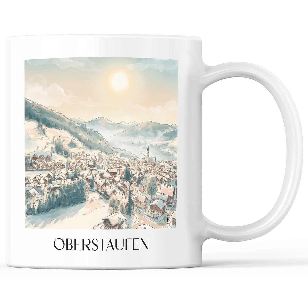 Oberstaufen Kaffeebecher - Oberallgäu - Deutschland Becher - Kaffeetasse im Aquarell Stil - favplace