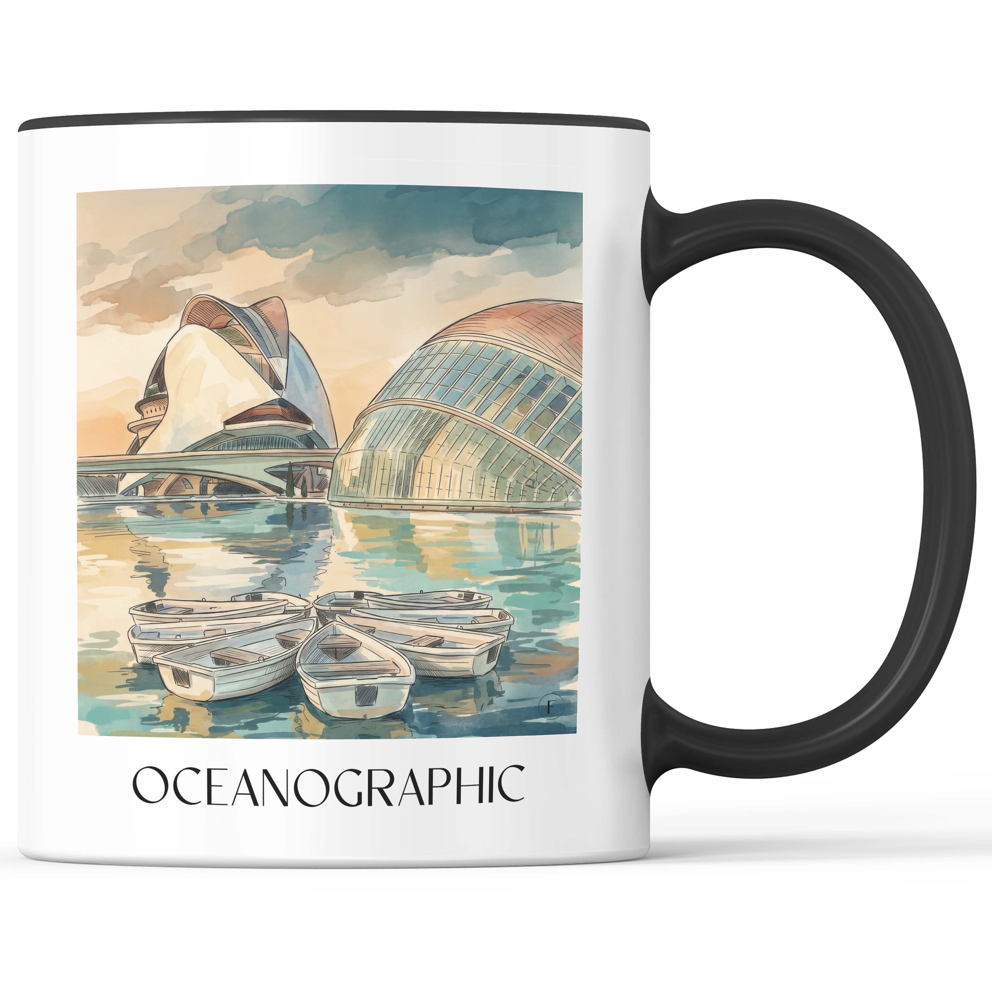 Oceanogràfic (Valencia) Kaffeebecher - Valencia - Spanien Becher - Kaffeetasse im Aquarell Stil - favplace