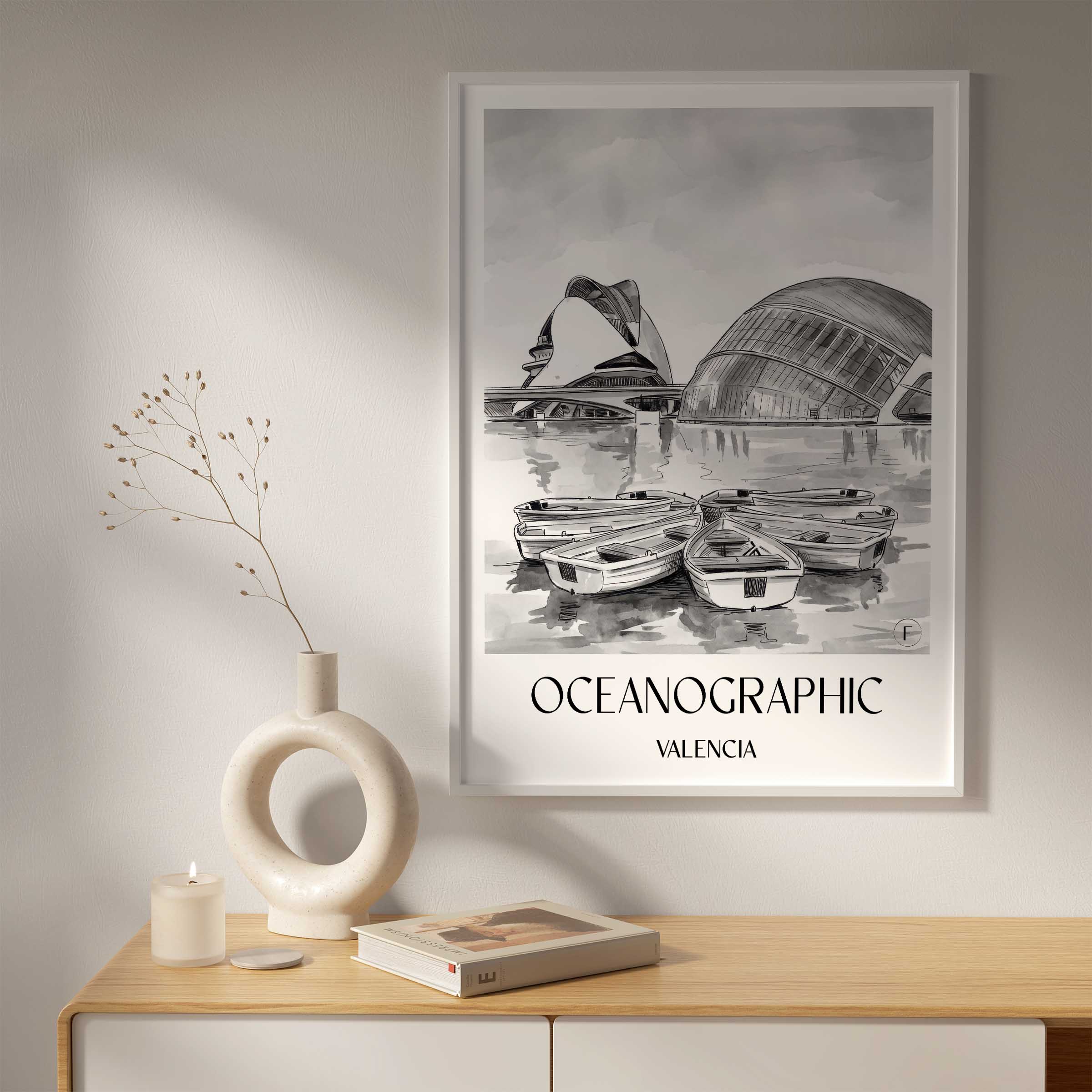 oceanogràfic-(valencia)-valencia-spanien-poster-aquarell-schwarz-weiss