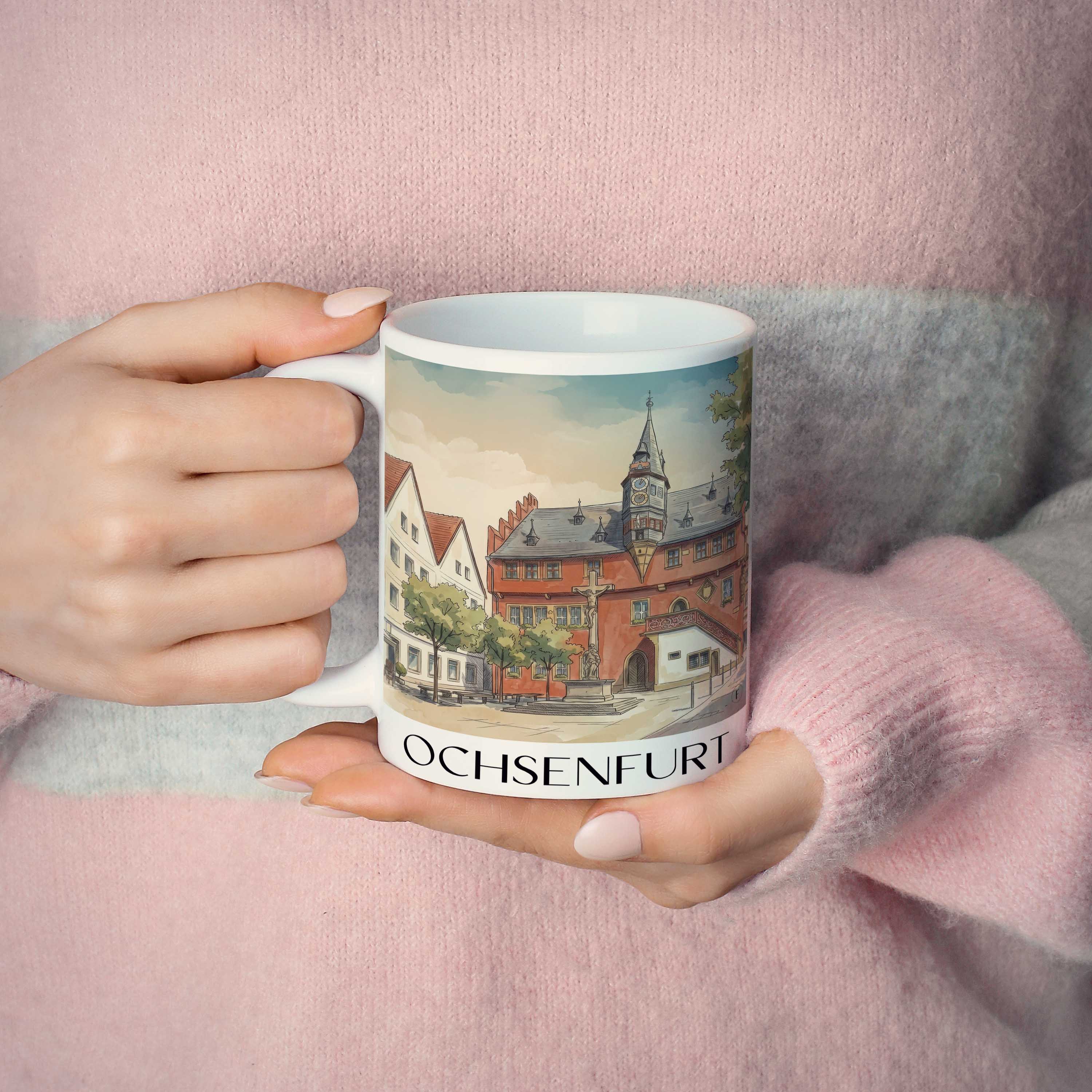 ochsenfurt-deutschland-kaffeebecher-aquarell