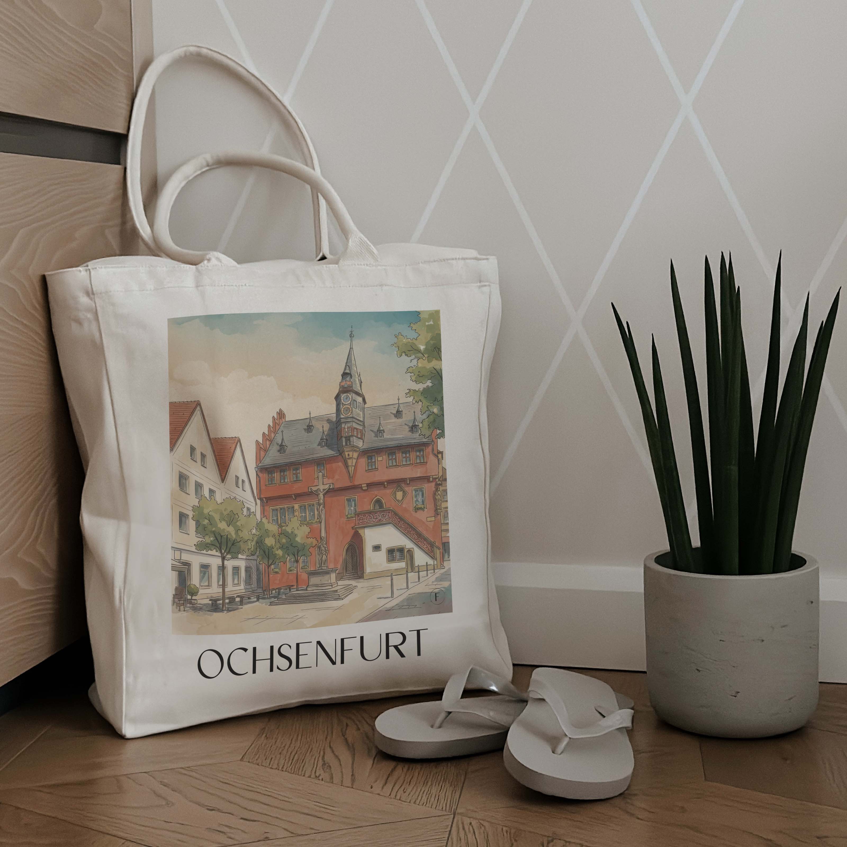 ochsenfurt-deutschland-einkaufstasche-aquarell