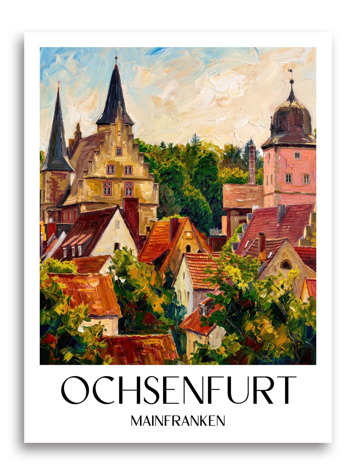 Ochsenfurt Poster - Mainfranken - Deutschland Kunstdruck - Ölgemälde von A4 bis A1