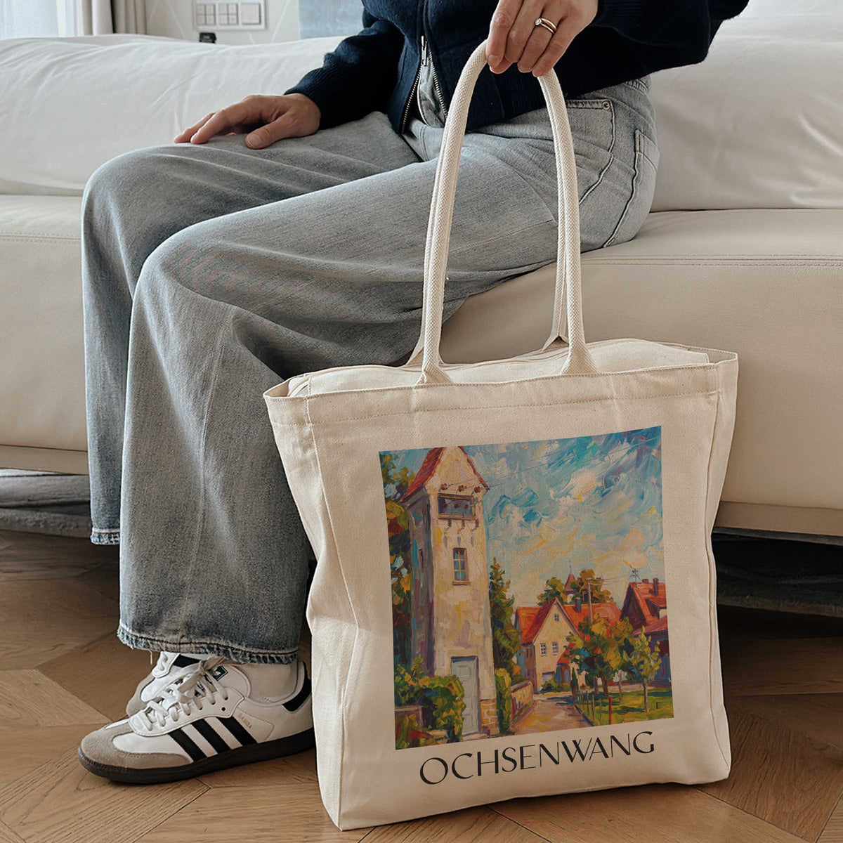ochsenwang-schwäbische-alb-deutschland-einkaufstasche-oil-painting-oelgemaelde