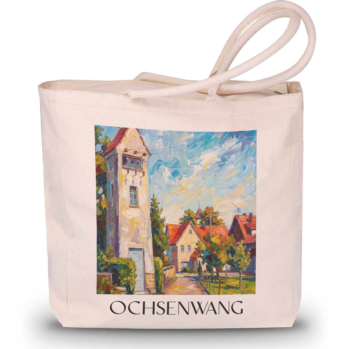 ochsenwang-schwäbische-alb-deutschland-einkaufstasche-oil-painting-oelgemaelde