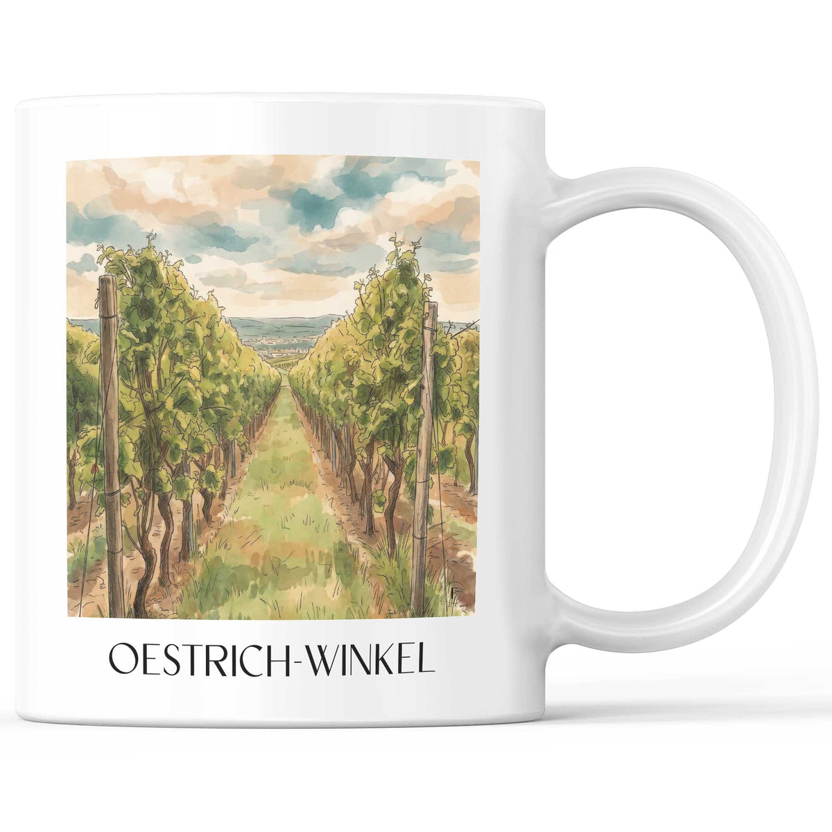 Oestrich-Winkel Kaffeebecher - Rheingau - Deutschland Becher - Kaffeetasse im Aquarell Stil - favplace