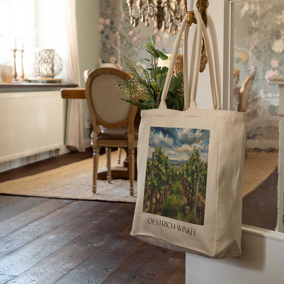 oestrich-winkel-rheingau-deutschland-einkaufstasche-oil-painting-oelgemaelde